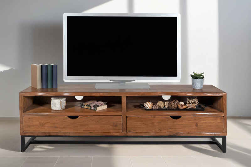 Junado® Lowboard Sukhothai, TV-Board Akazienholz nussbaumfarben massiv 160 x 50 cm Sukhothai