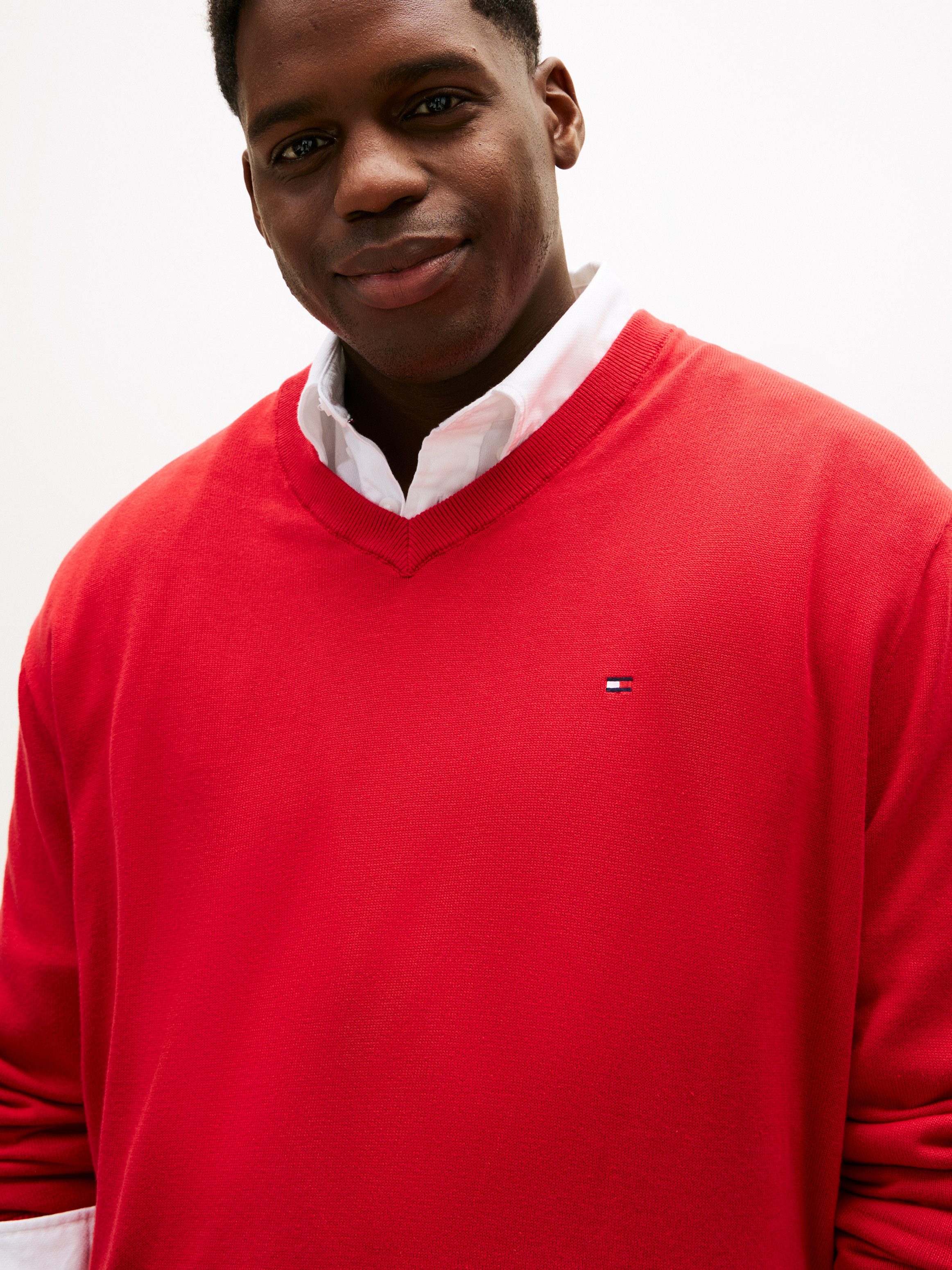 Tommy Hilfiger Big & Tall V-Ausschnitt-Pullover BT-ESSENTIAL COTTON (Rippbü günstig online kaufen