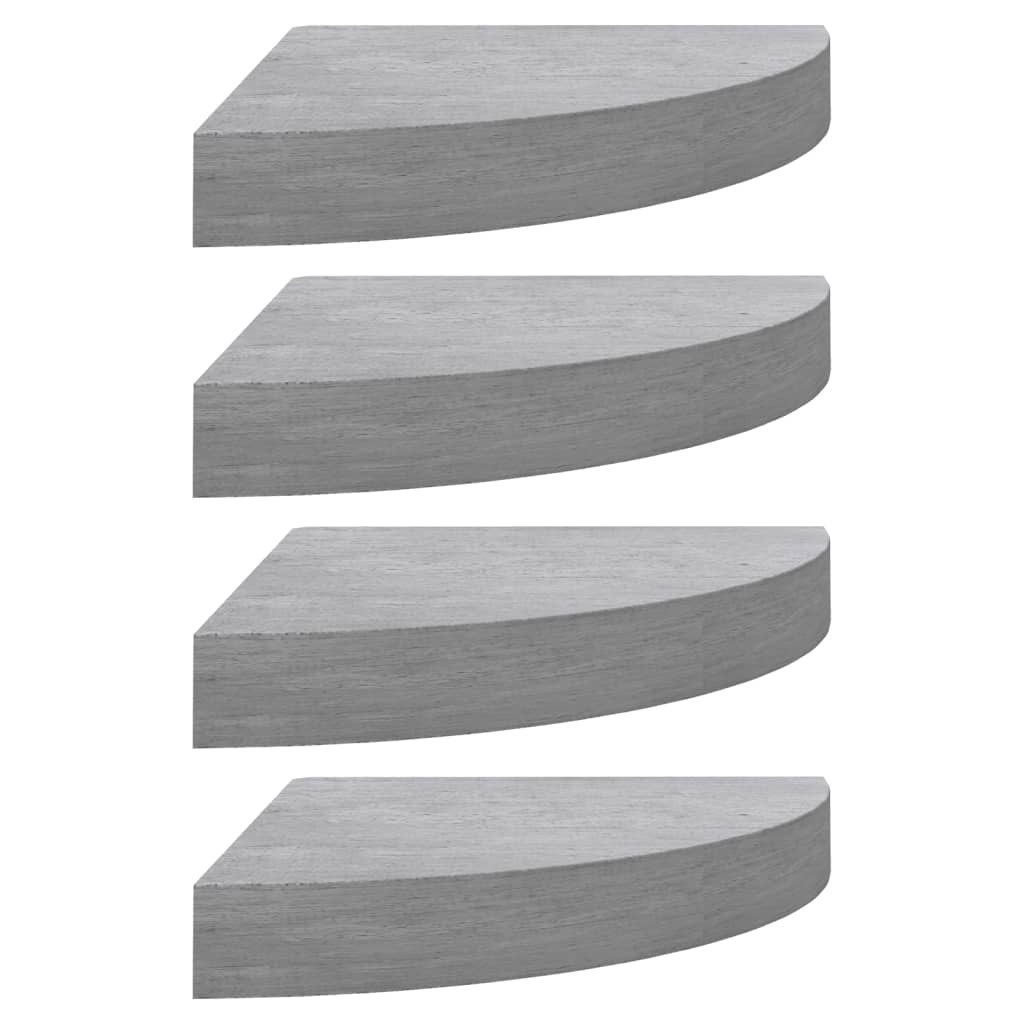 vidaXL Eckregal Eck-Wandregal 4 Stk Betongrau 25x25x3,8 cm MDF
