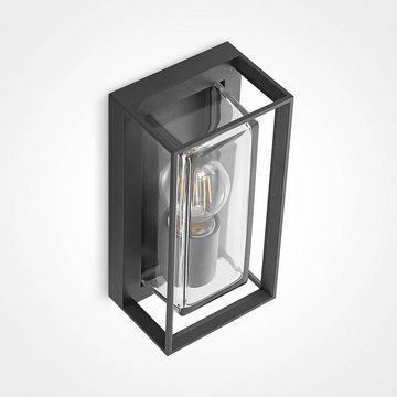Arcchio Außen-Wandleuchte Ismera, dimmbar, Leuchtmittel nicht inklusive, Modern, Aluminiumdruckguss, Glas, dunkelgrau, 1 flammig, E27