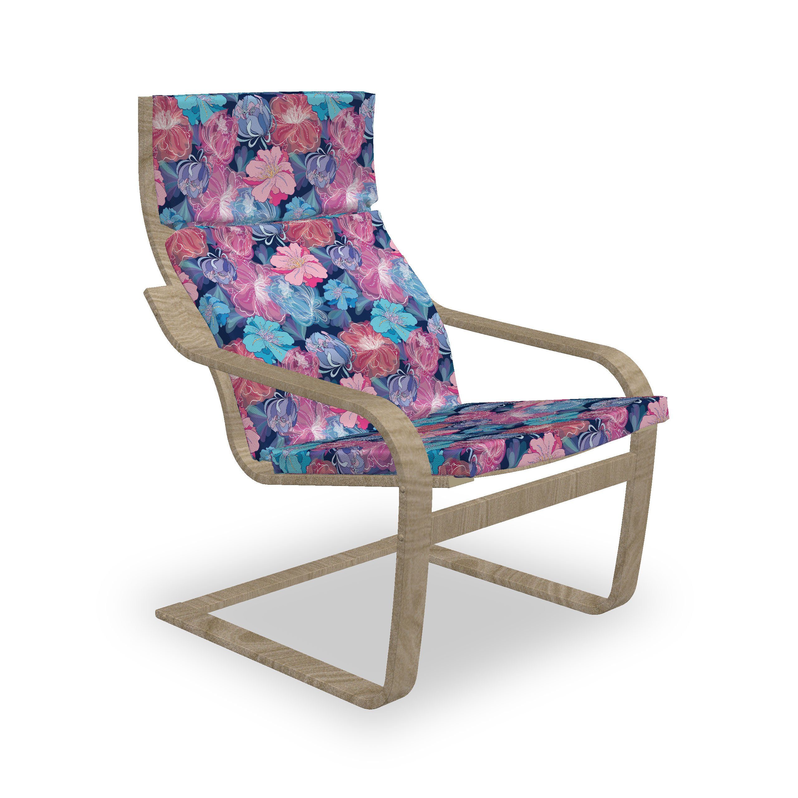 Abakuhaus Stuhlkissen Sitzkissen mit Stuhlkissen mit Hakenschlaufe und Reißverschluss, Natürlich Blumenmotive in Aquarell