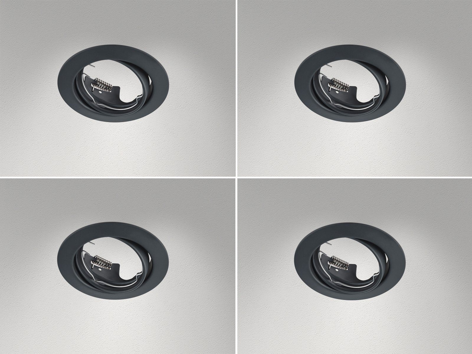 TRIO Leuchten Einbauleuchte, ohne Leuchtmittel, 4er Set Deckeneinbauleuchten, Einbau Decken-spot rund Schwarz Ø 8,3cm