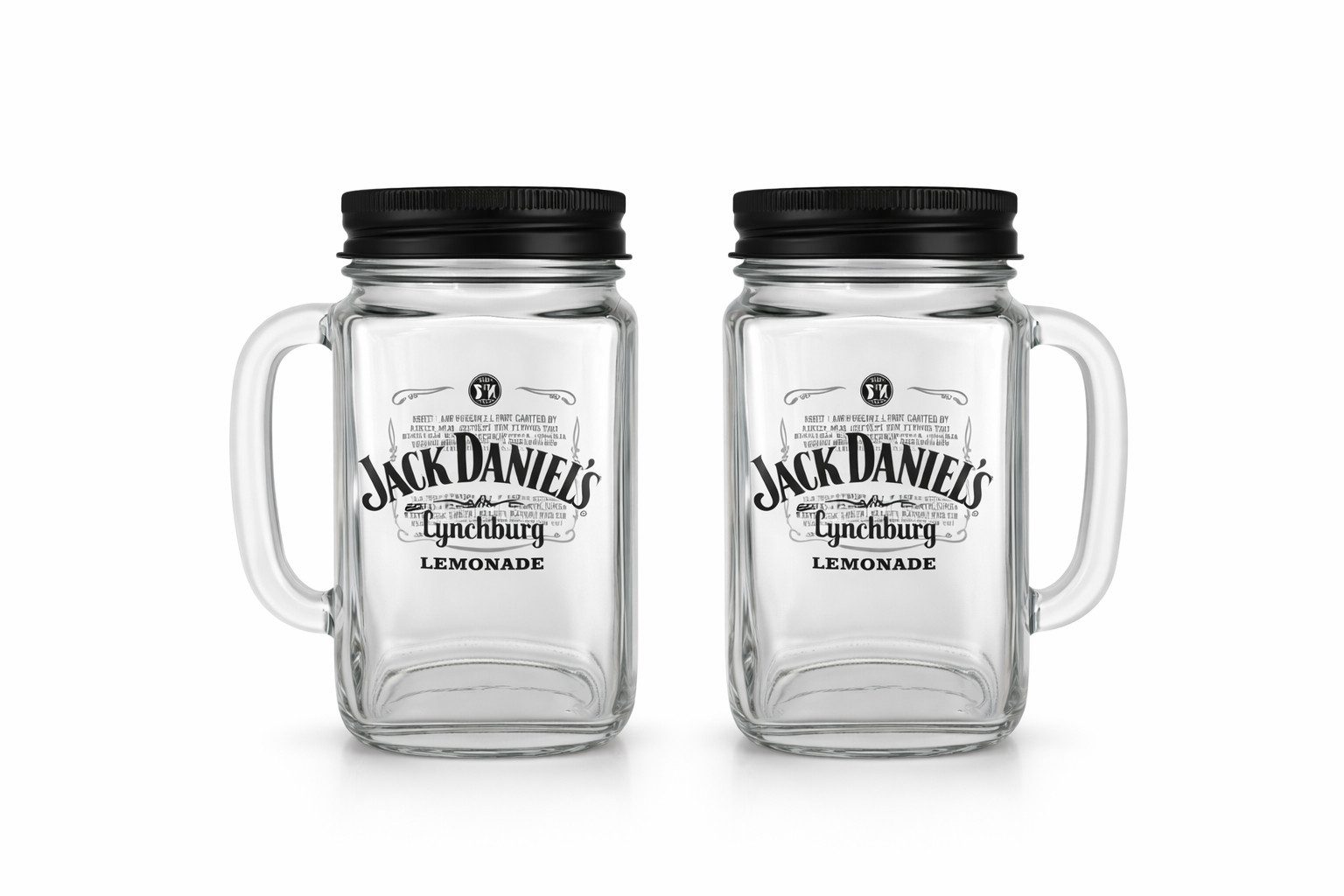 Jack Daniels Gläser-Set Lynchburg Lemonade Gläser – 2er Set - mit Schraubdeckel, 2-tlg.