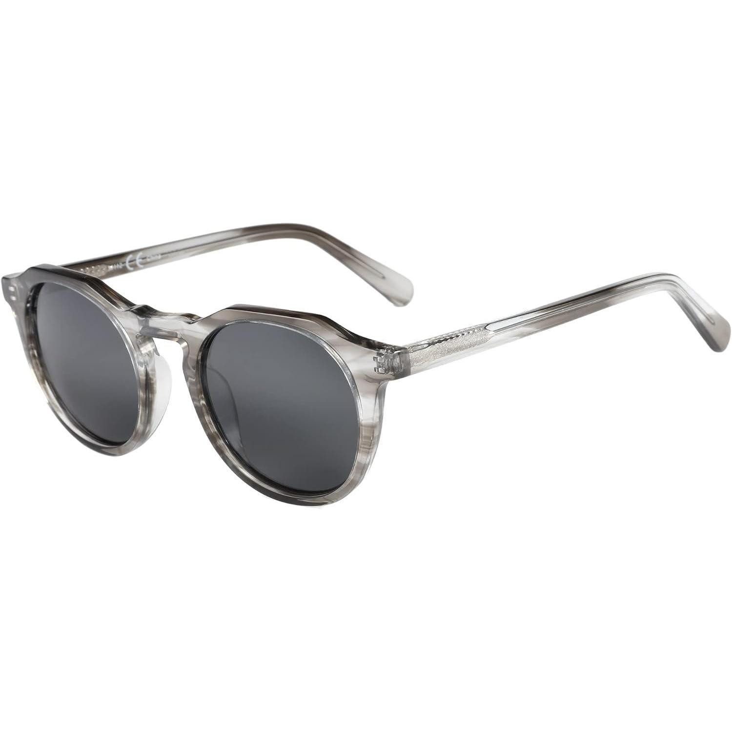 Retrosonnenbrille Sonnenbrille Vintage Runde C09 Kristallgrau Rahmen Grau Linse