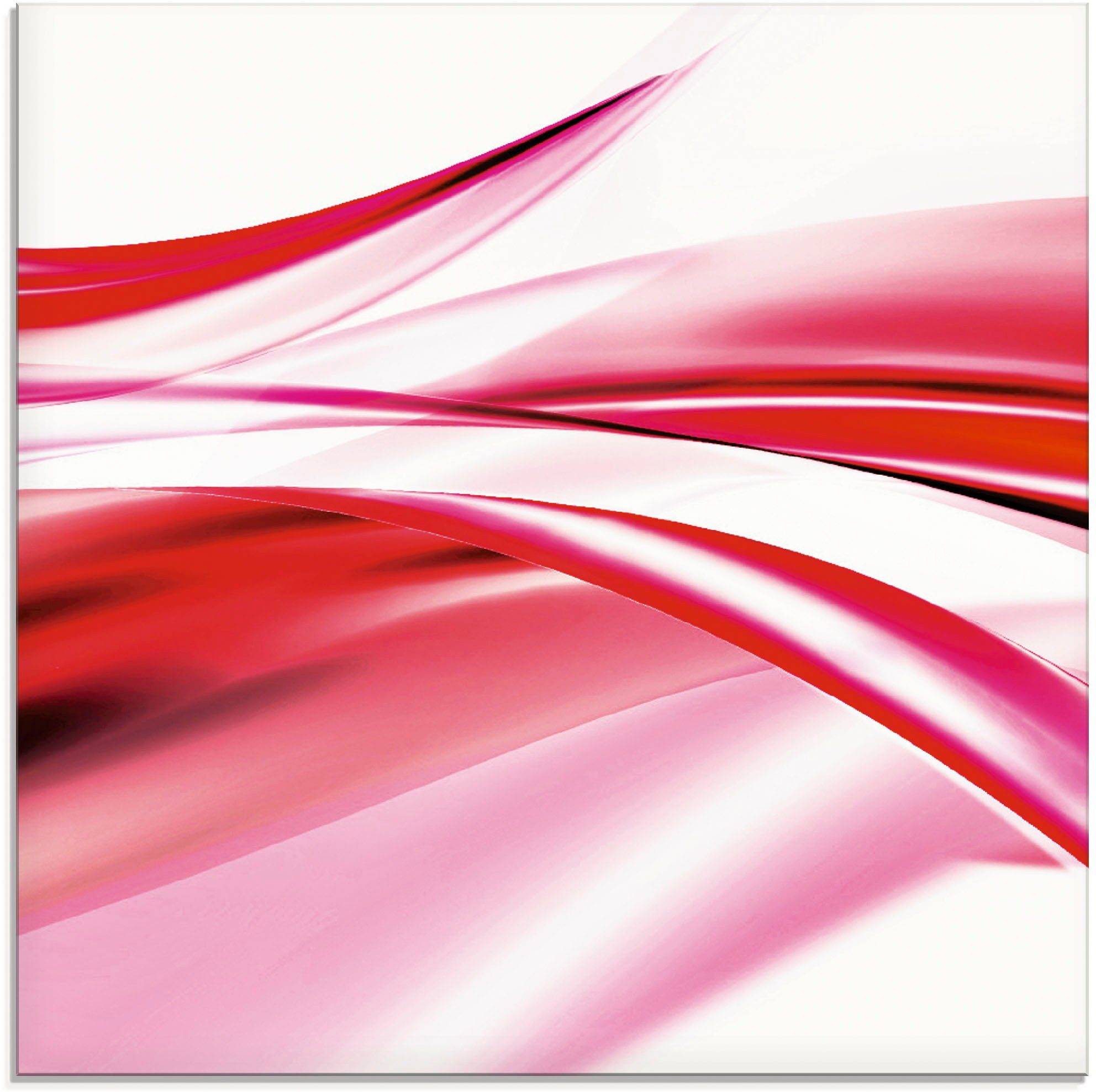 Gegenstandslos in Artland verschiedenen (1 - St), Größen Glasbild Schöne Abstrakt, Welle pink