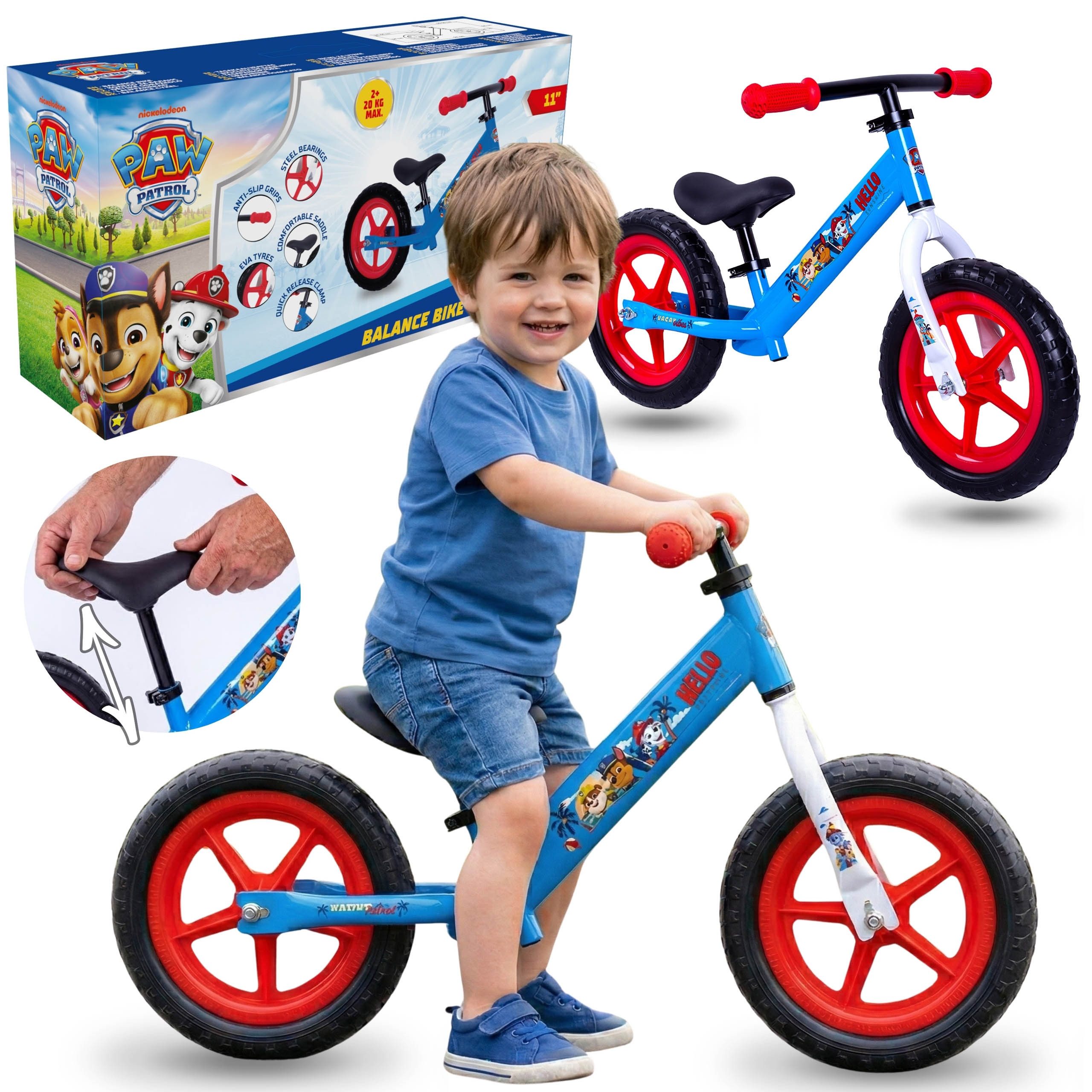 Patrol Laufrad aw Patrol Kinder Laufrad, höhenverstellbar, 11-Zoll-EVA-Räder