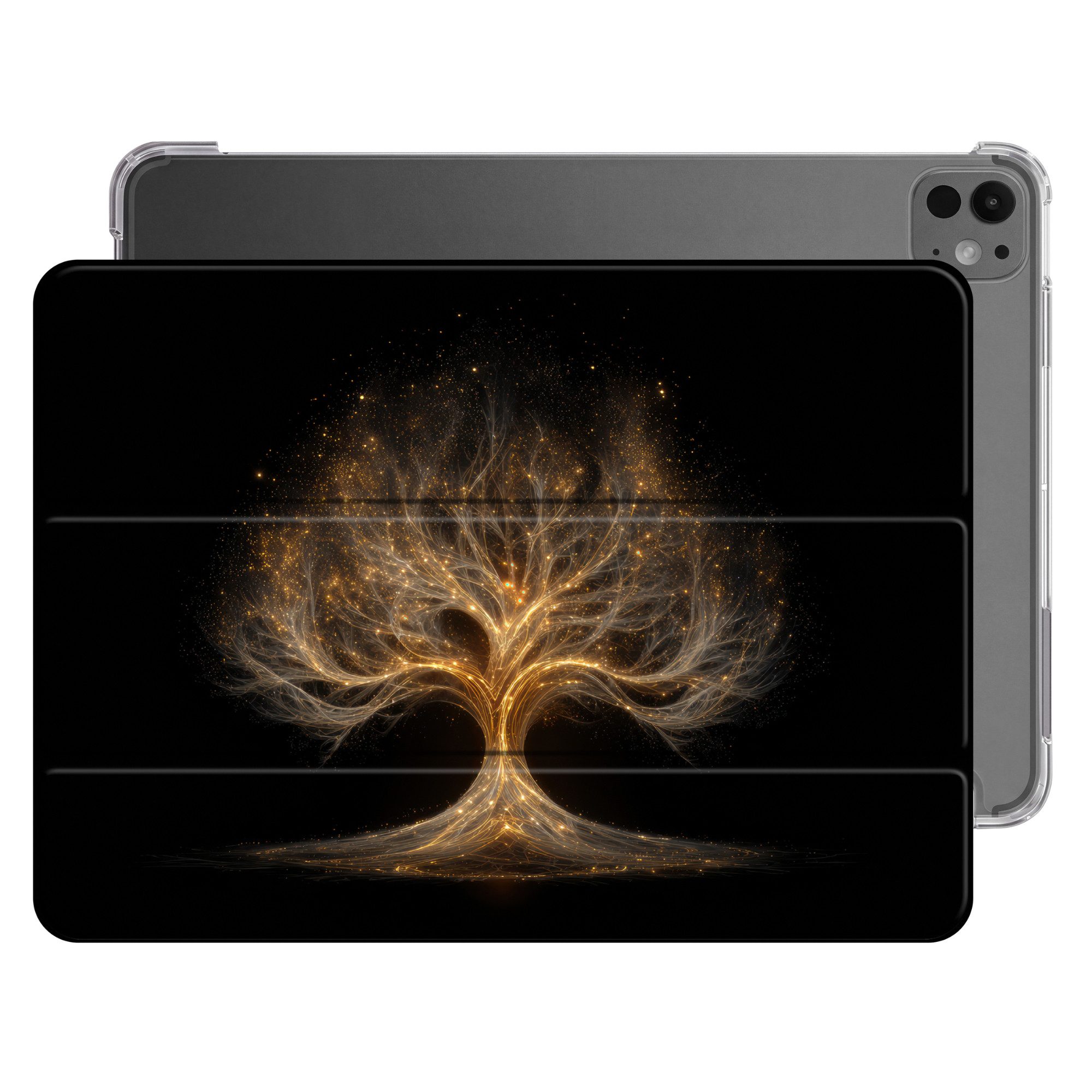 OnlyWow Tablet-Hülle Apple iPad Pro (2025) 11 inch Lichter - Baum - Abstrakt - Schwarz, Smart Case, Slim Case, mit Standfunktion, Design