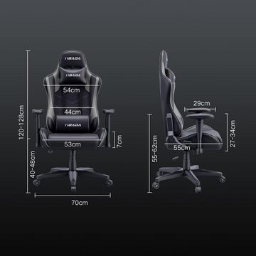 BASETBL Gaming-Stuhl (Feste Armlehne, Rückenschonend), Chefsessel Dreh, Büro,Ergonomisch Wippfunktion Atmungsaktiv bis 150KG