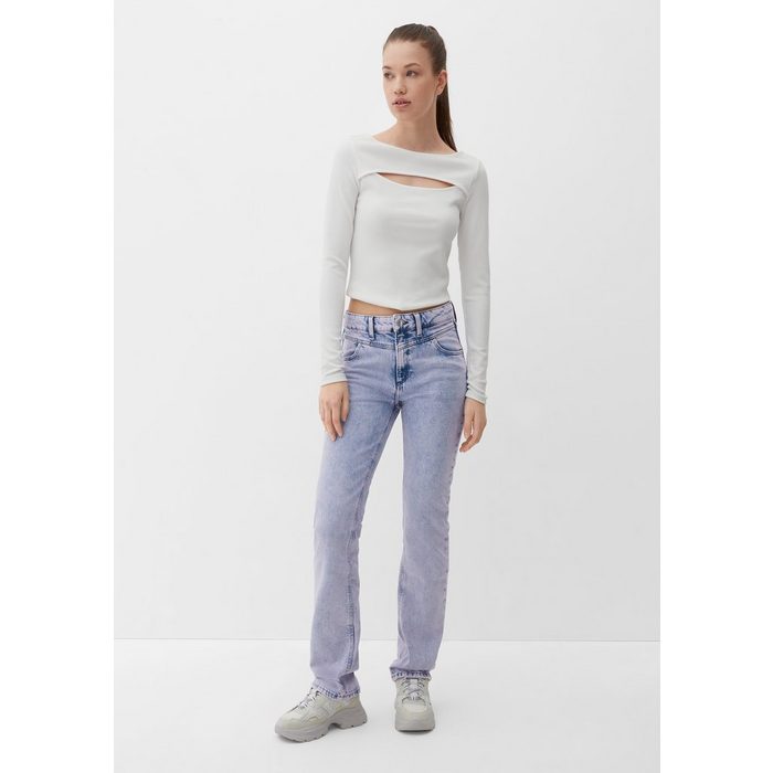 Q/S by s.Oliver Stoffhose Slim: Straight leg-Jeans Waschung Label-Patch