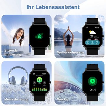 blackview R30 Fitnessuhr Armbanduhr mit Pulsmesser Schrittzähler Smartwatch (4.65 cm/1.83 Zoll), 1-tlg., 24 Sportmodi, Gesundheitsüberwachung