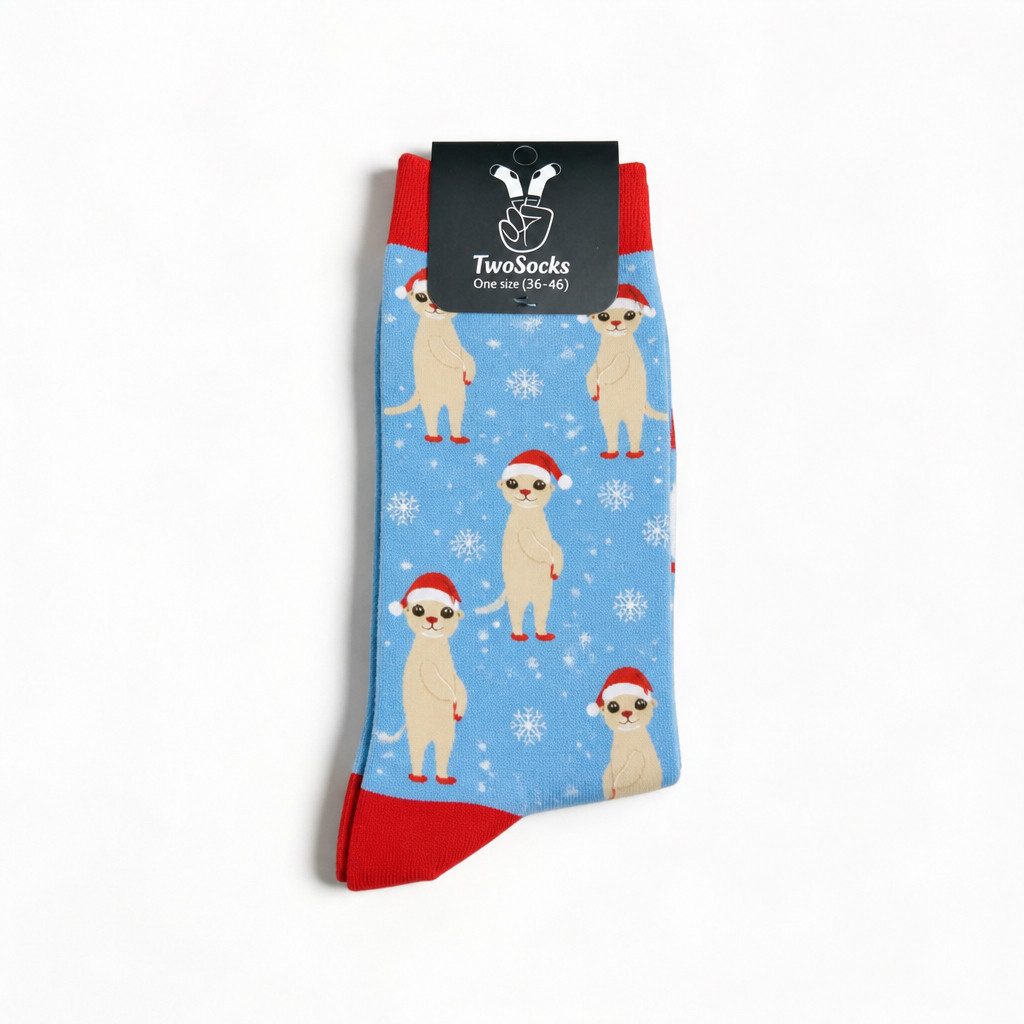 TwoSocks Freizeitsocken Erdmännchen Weihnachtssocken Socken für Weihnachten, Einheitsgröße