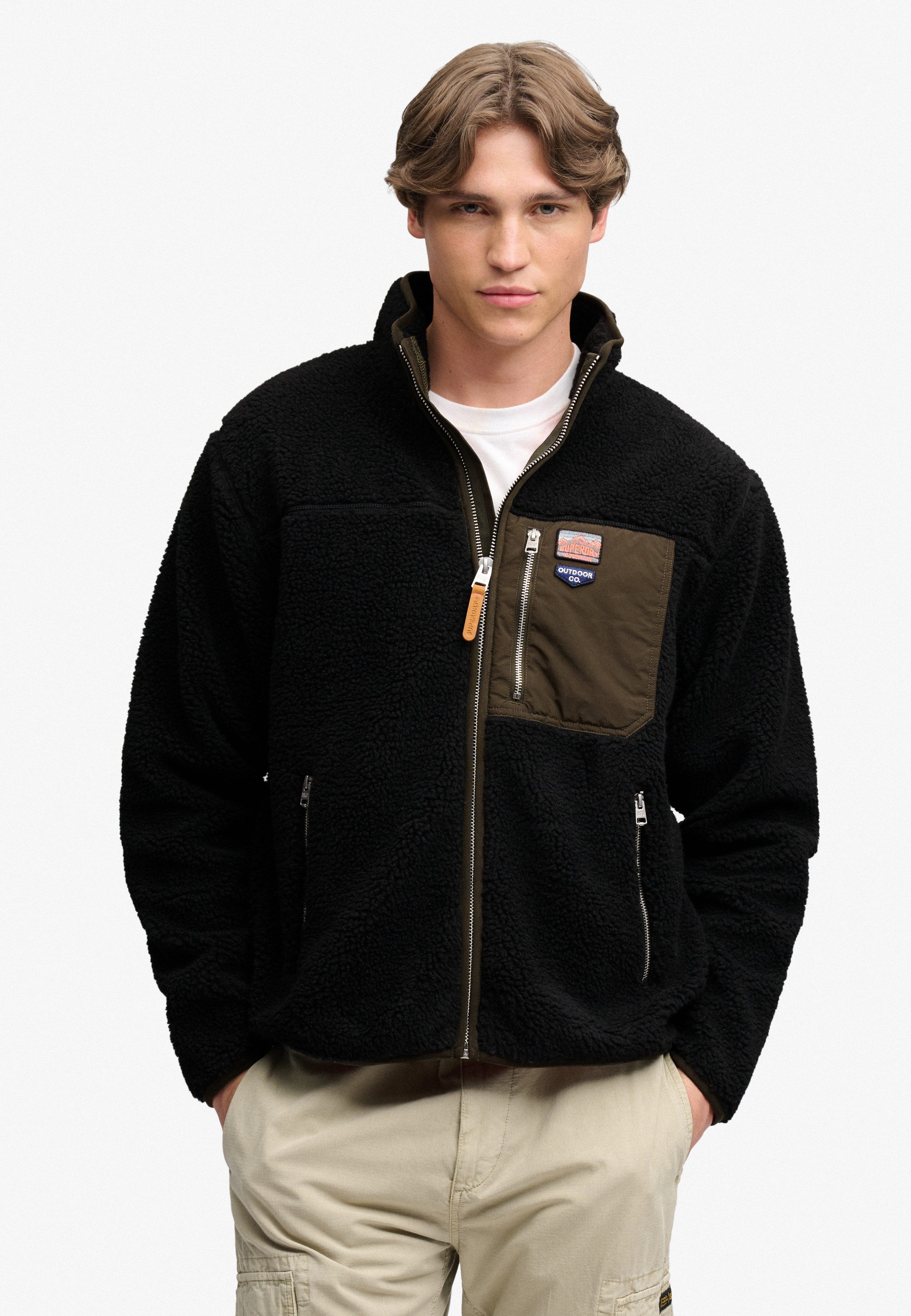 Superdry Sweatjacke VINTAGE RETRO FULL ZIP FLEECE Kunstfaser, relaxed fit