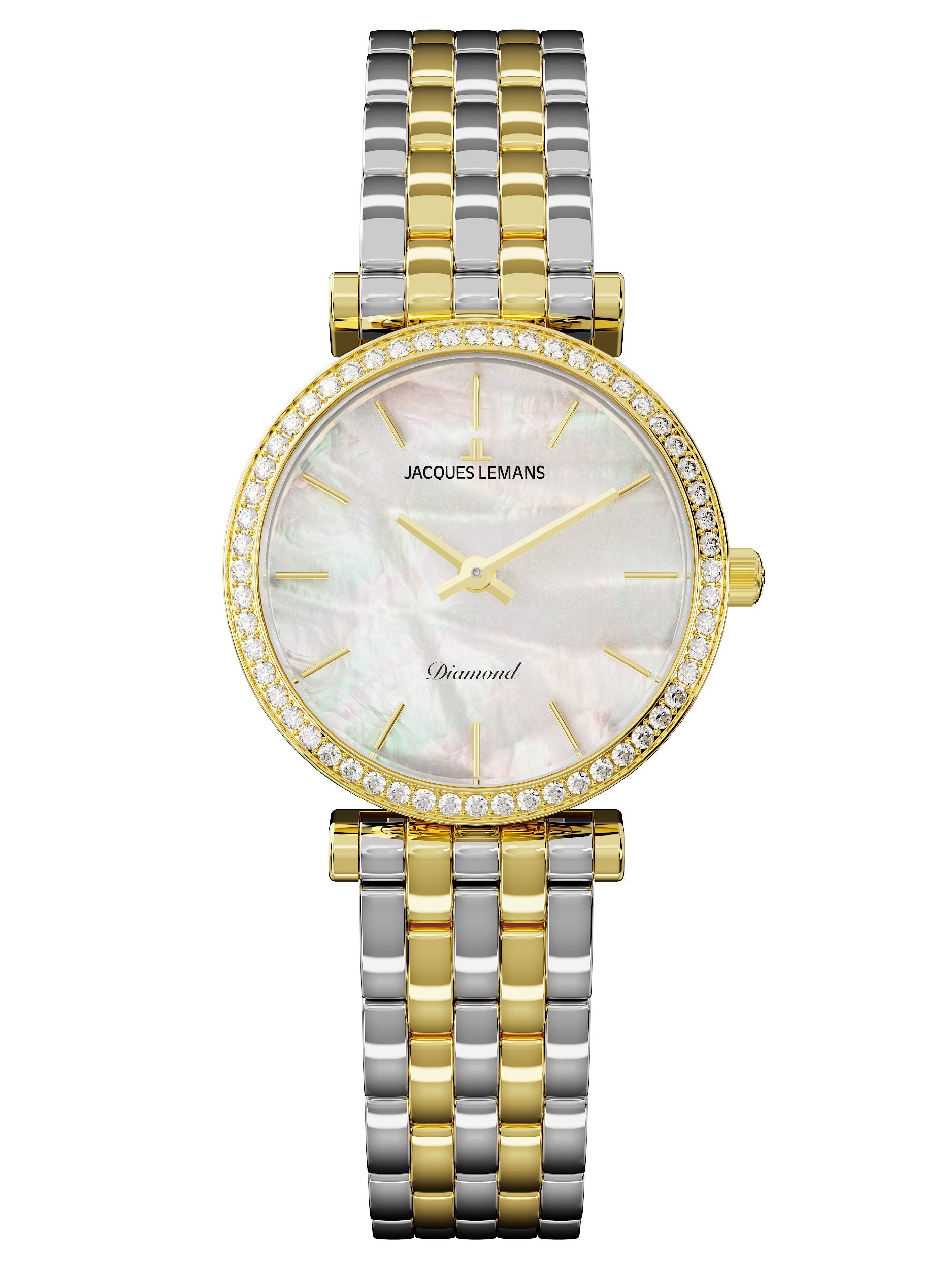 Jacques Lemans Quarzuhr Milano Diamond D-13B, Armbanduhr, Damenuhr, Edelstahlarmband, Lab Grown
