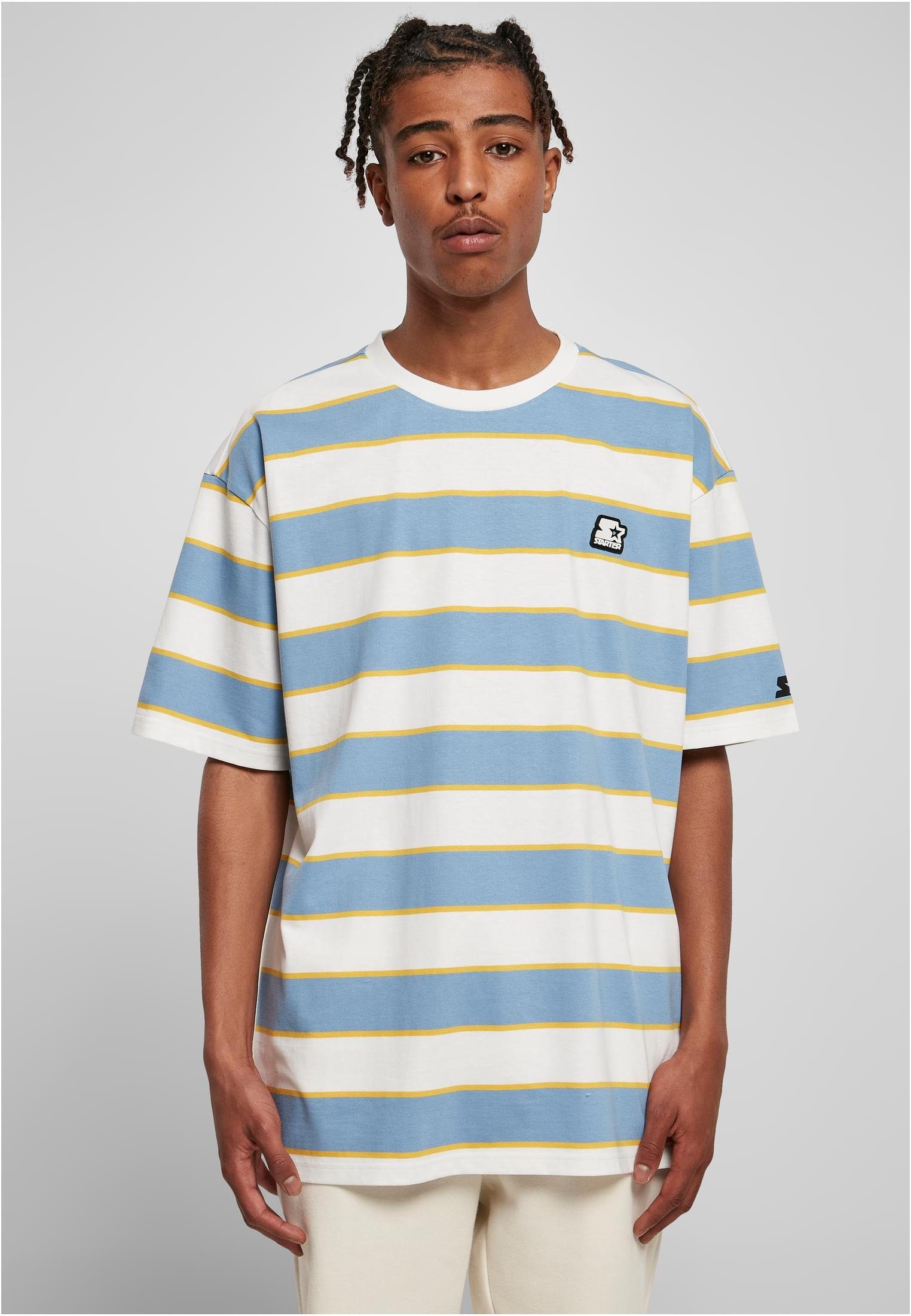 Starter T-Shirt Herren Starter Block Stripes Tee (1-tlg) white/horizonblue/califoniayellow