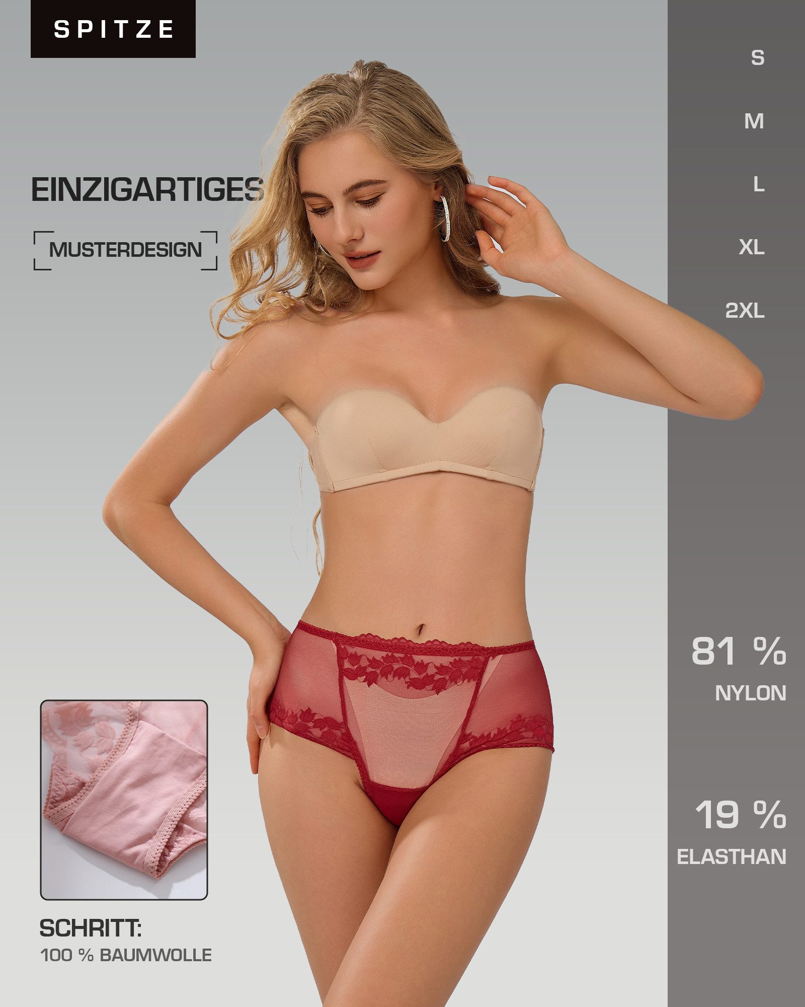 TANSTC Hipster Moderne Unterhosen Unterwäsche Damen sexy Elastische Bequeme Slips Elastisch,Atmungsaktiv,Spitze,Alltag – Bild 2 von 5