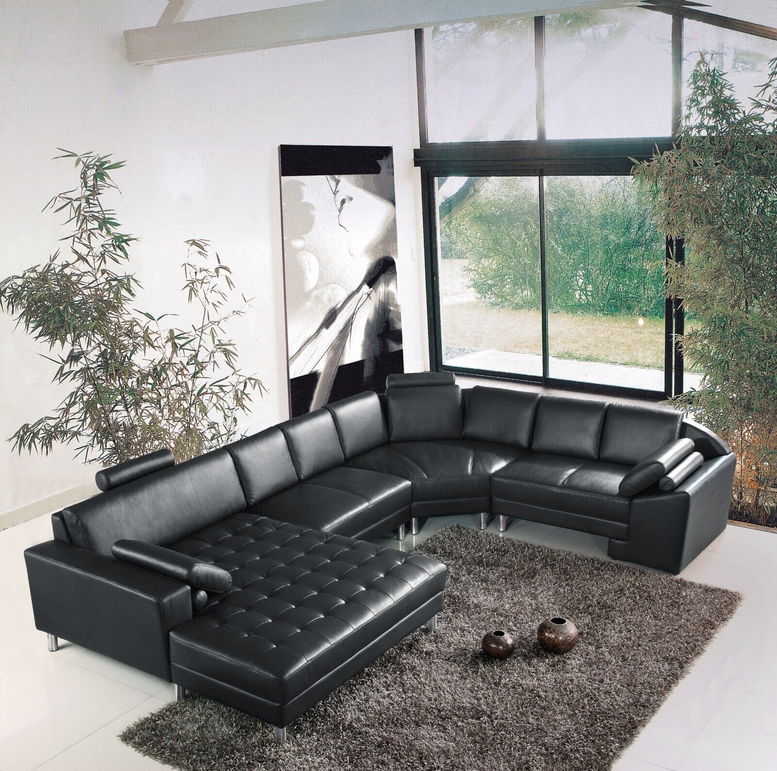 Ecksofa Luxus SOFORT, JVmoebel Europa U-Form 1 Sofa in Wohnzimmer Ecksofa Modern Schwarz Teile, Made Stil