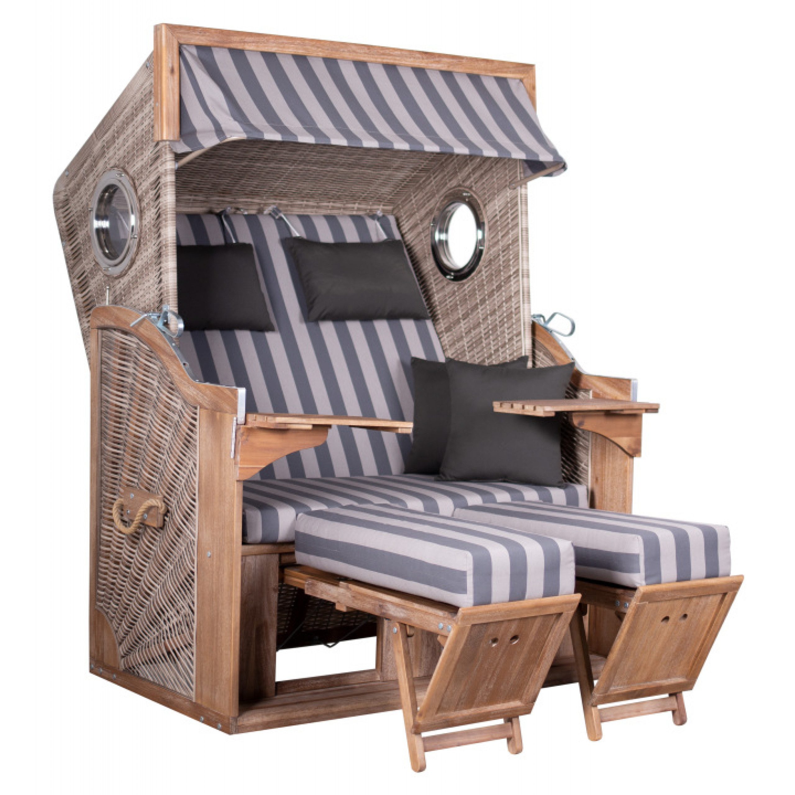 Strandkorb deVries "TRENDY PURE GREENLINE 135XL" Des. 755 Strandkorb ant. wh.