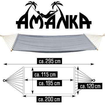 AMANKA Hängematte XXL Stabhängematte Doppelhängematte 2 Personen, 195x115 Hängematte grau