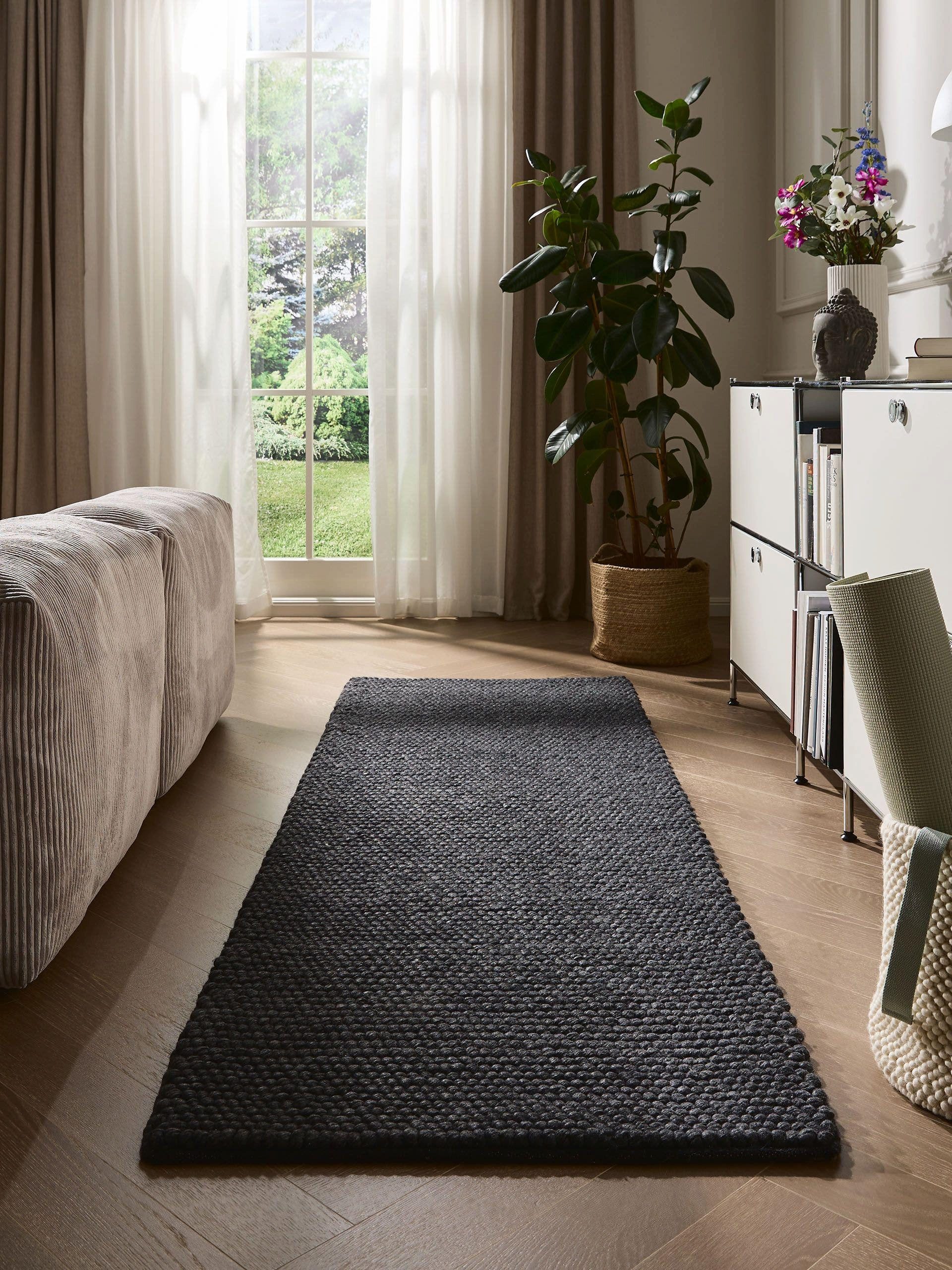 benuta Wollteppich Beads, rechteckig, Höhe: 11 mm, Kunstfaser, Berber, Ethno-Style, Wohnzimmer