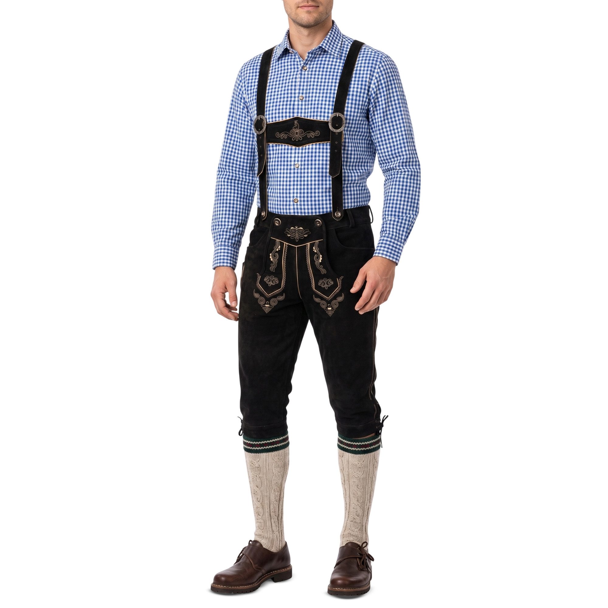 German Wear Trachtenlederhose GW822 Kniebundhose trachtenhose Trachten Lederhose mit Hosenträger