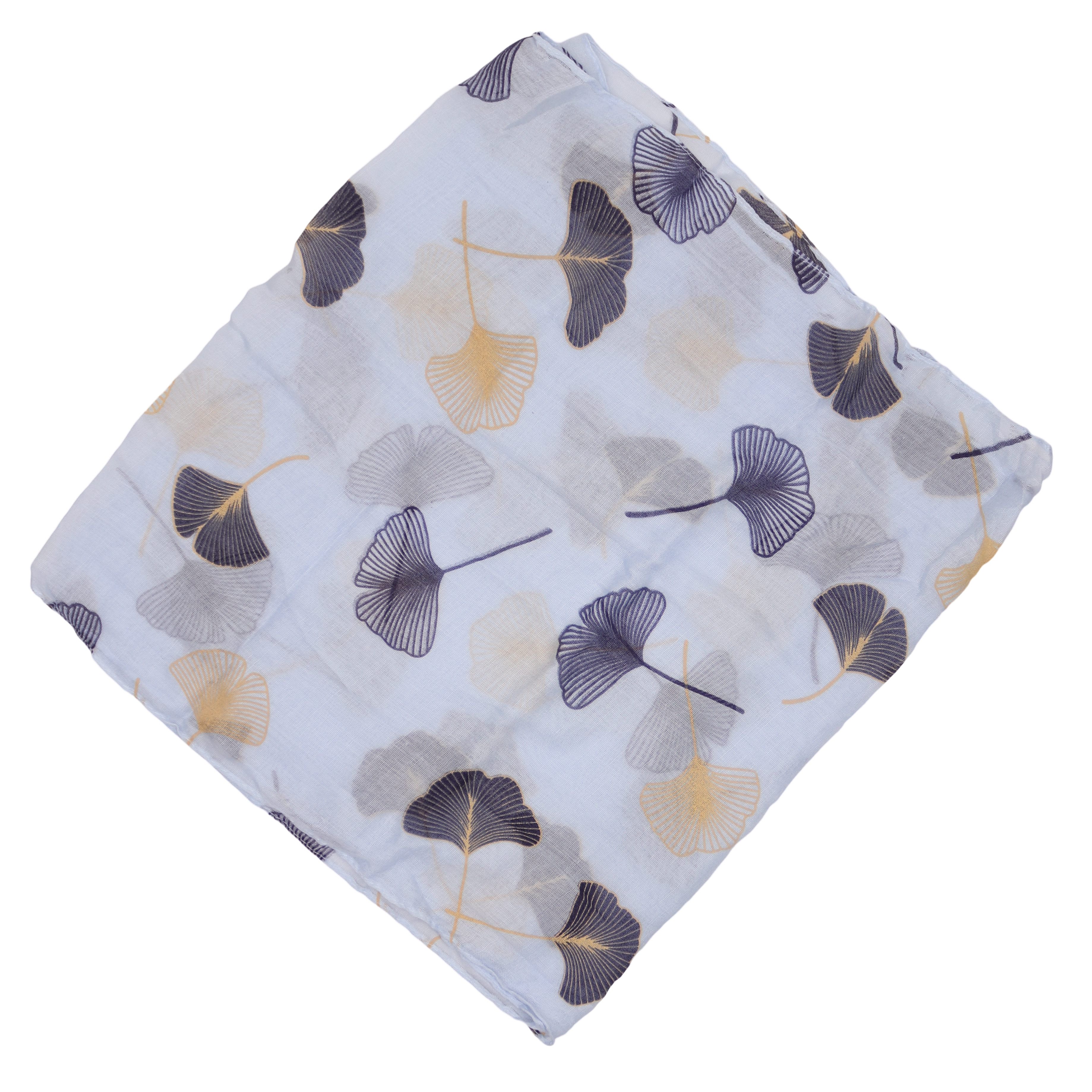 MIRROSI Loop Damen Schal mit Ginkgo-Muster Weich aus 100% Baumwolle Schlauchschal, (ca.160x45cm zweimal um den Hals wickelbar) – Bild 3 von 4