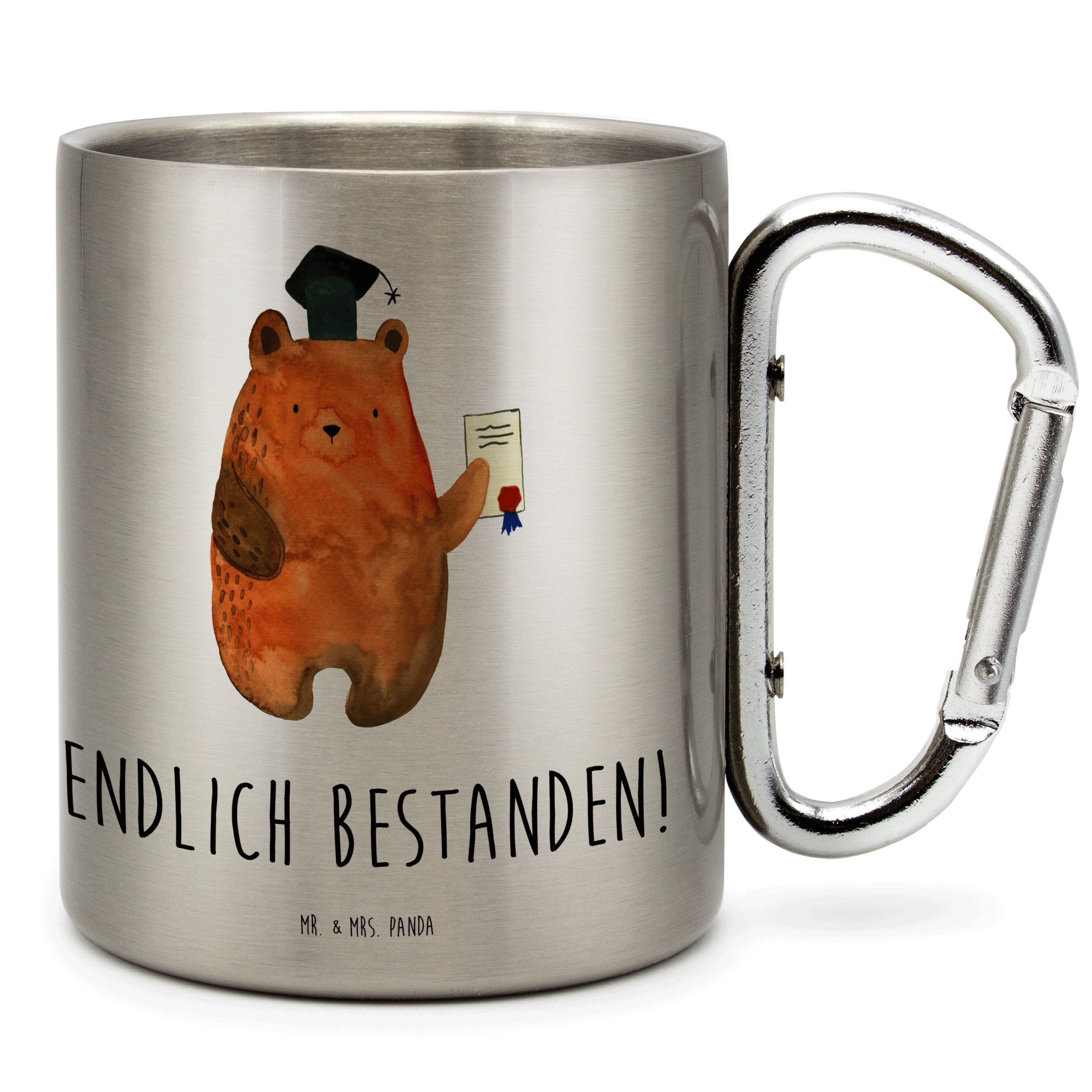 Mr. & Mrs. Panda Tasse Bär Prüfung, Thermobecher, Transparent, thermotasse, Teddy, Abschluss, Edelstahl, thermotasse Geschenk edelstahl reisebecher