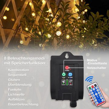 AUFUN LED-Lichterkette Solar lichterkette LED Kristallkugeln Außen & Innen, 10/20/30M LED Solar Lichterkette