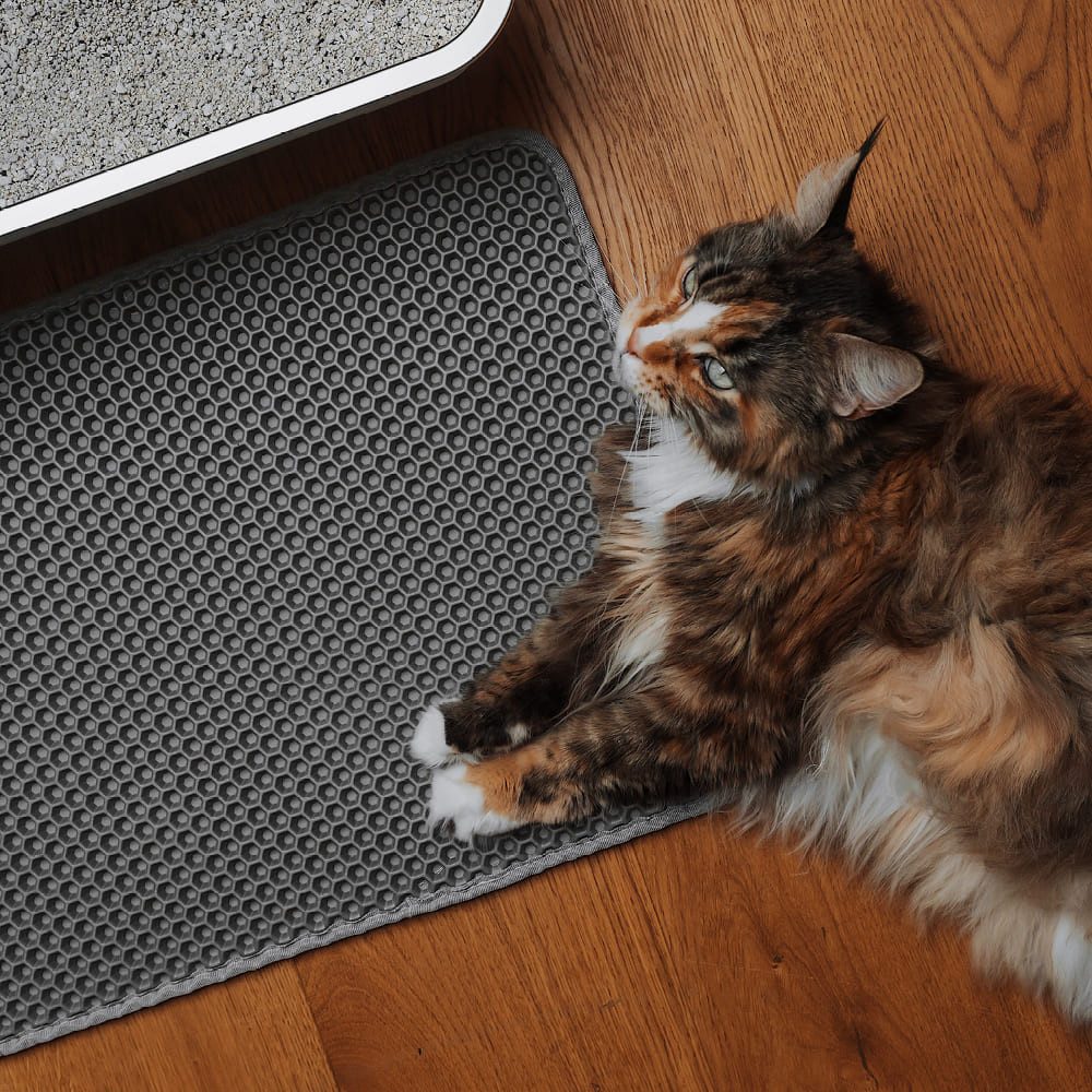 LucyBalu Katzentoilette Streumatte LOOMAT, zweilagiger Katzenklo Vorleger, Leicht zu reinigende Katzenstreu-Auffangmatte