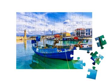 puzzleYOU Puzzle Rethymnon mit Leuchtturm und Booten, Kreta, 48 Puzzleteile, puzzleYOU-Kollektionen Griechenland