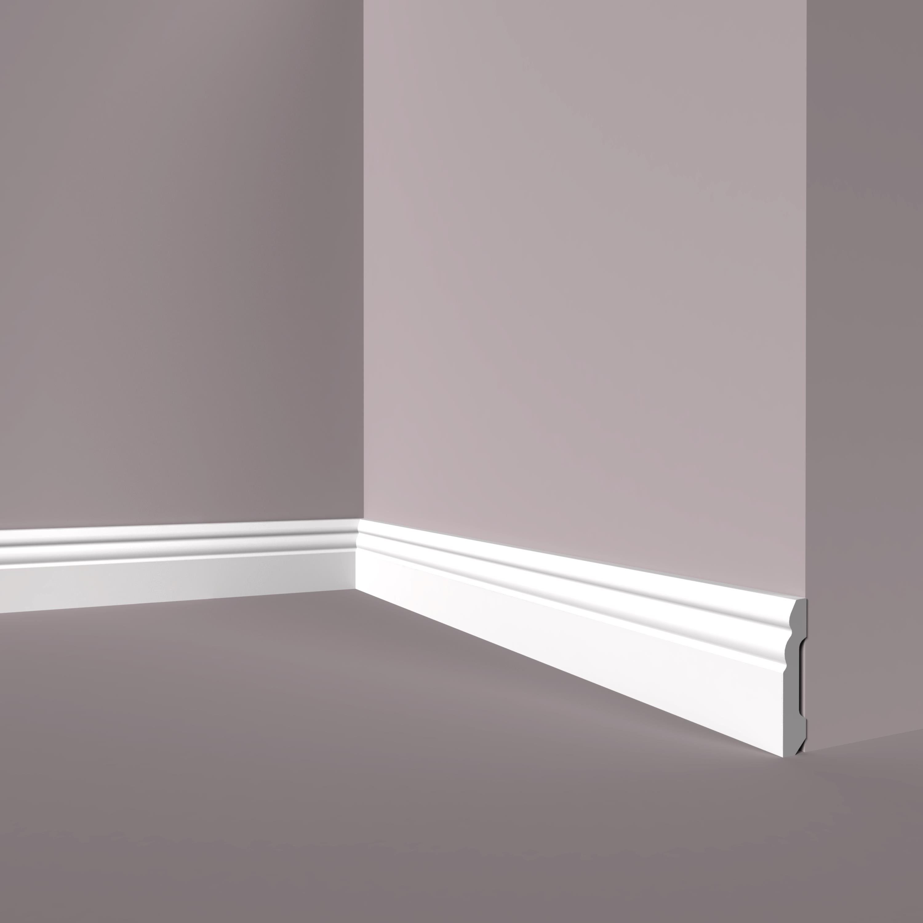 PROVISTON Sockelleiste Berliner Profil Kunststoff Weiß 16 x 60 x 2000 mm Fußleiste