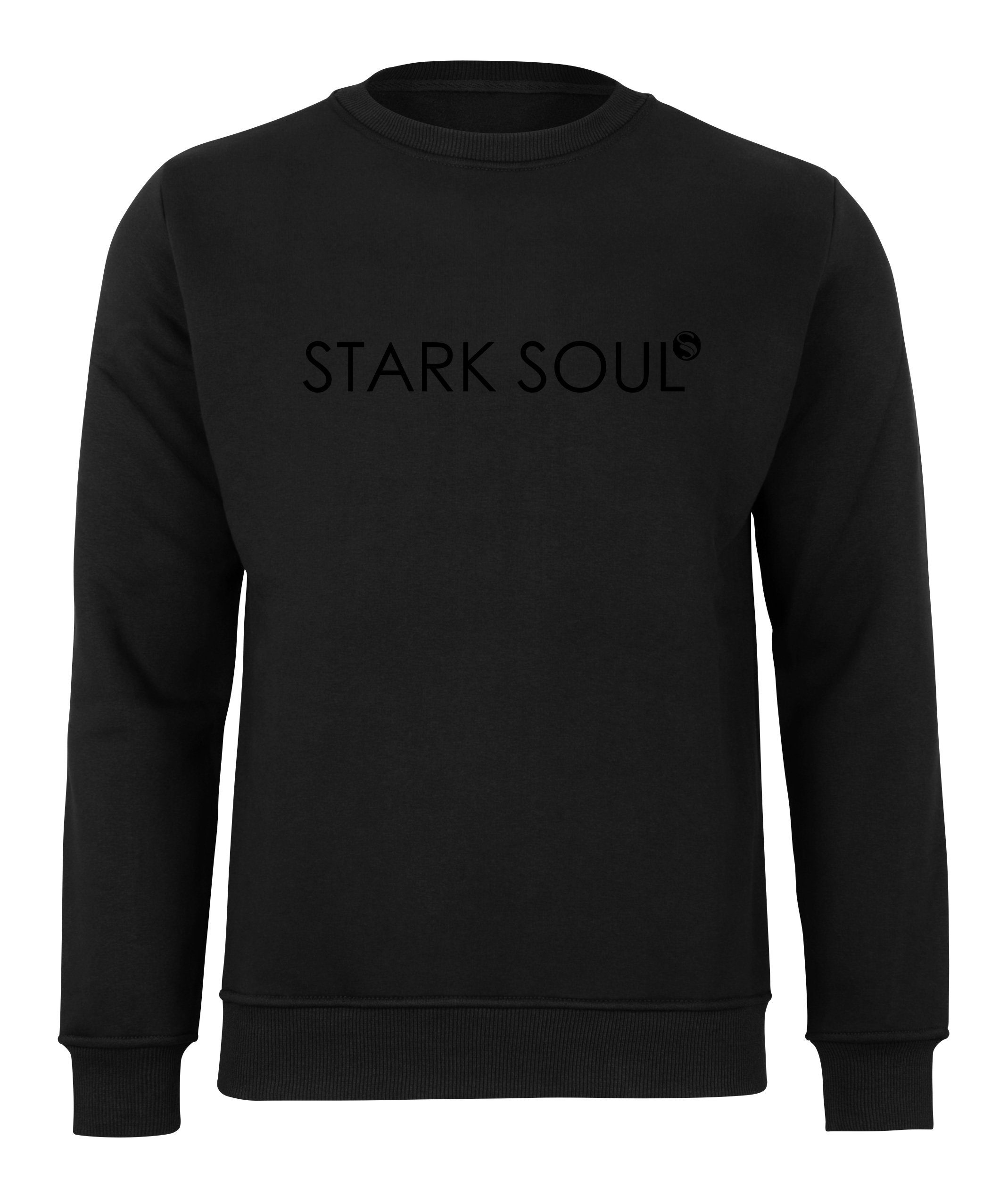 French-Terry-Rundhals-Sweatshirt, Sweatshirt Schwarz Stark Innen Logoprint angeraut mit Soul®