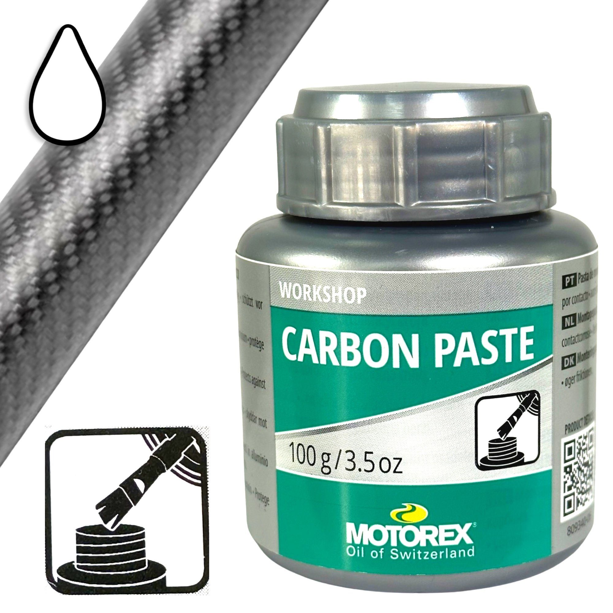 Motorex Fahrrad-Montageständer Motorex Carbon Montagepaste Fahrrad Werkstatt Dose mit Pinsel 100g