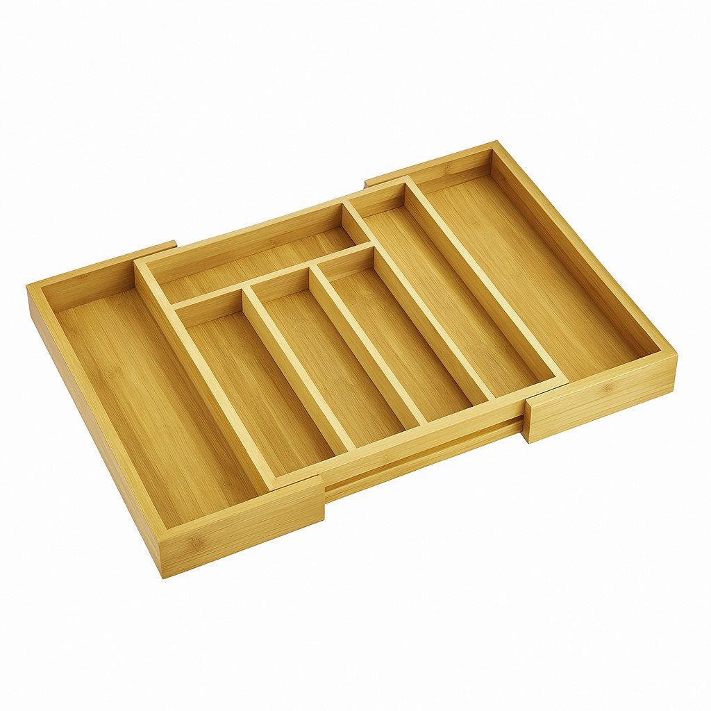 Thiru Besteckkasten - Besteckeinsatz Bambus - ausziehbar - 5–7 Fächer
