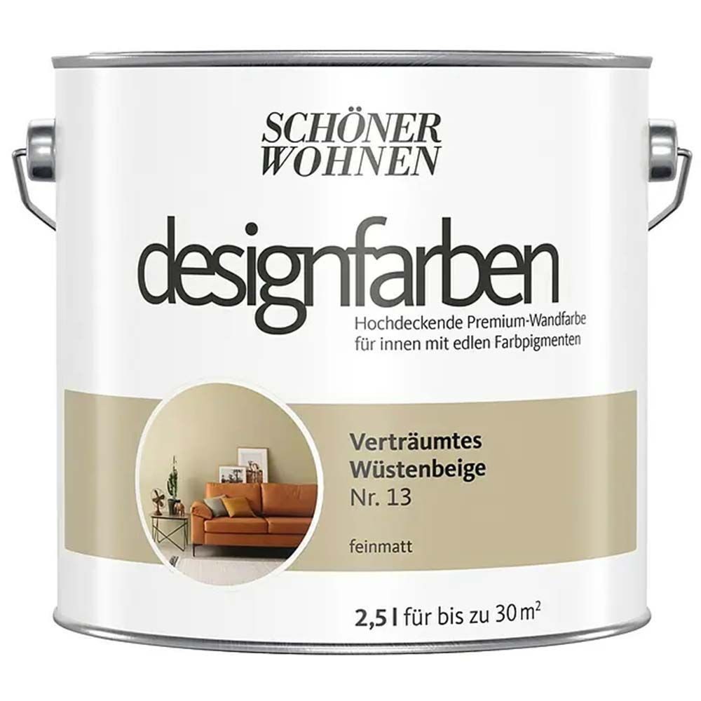 SCHÖNER WOHNEN FARBE Wandfarbe Schöner Wohnen Designfarben 2,5 Ltr. Verträumtes Wüstenbeige Nr. 13