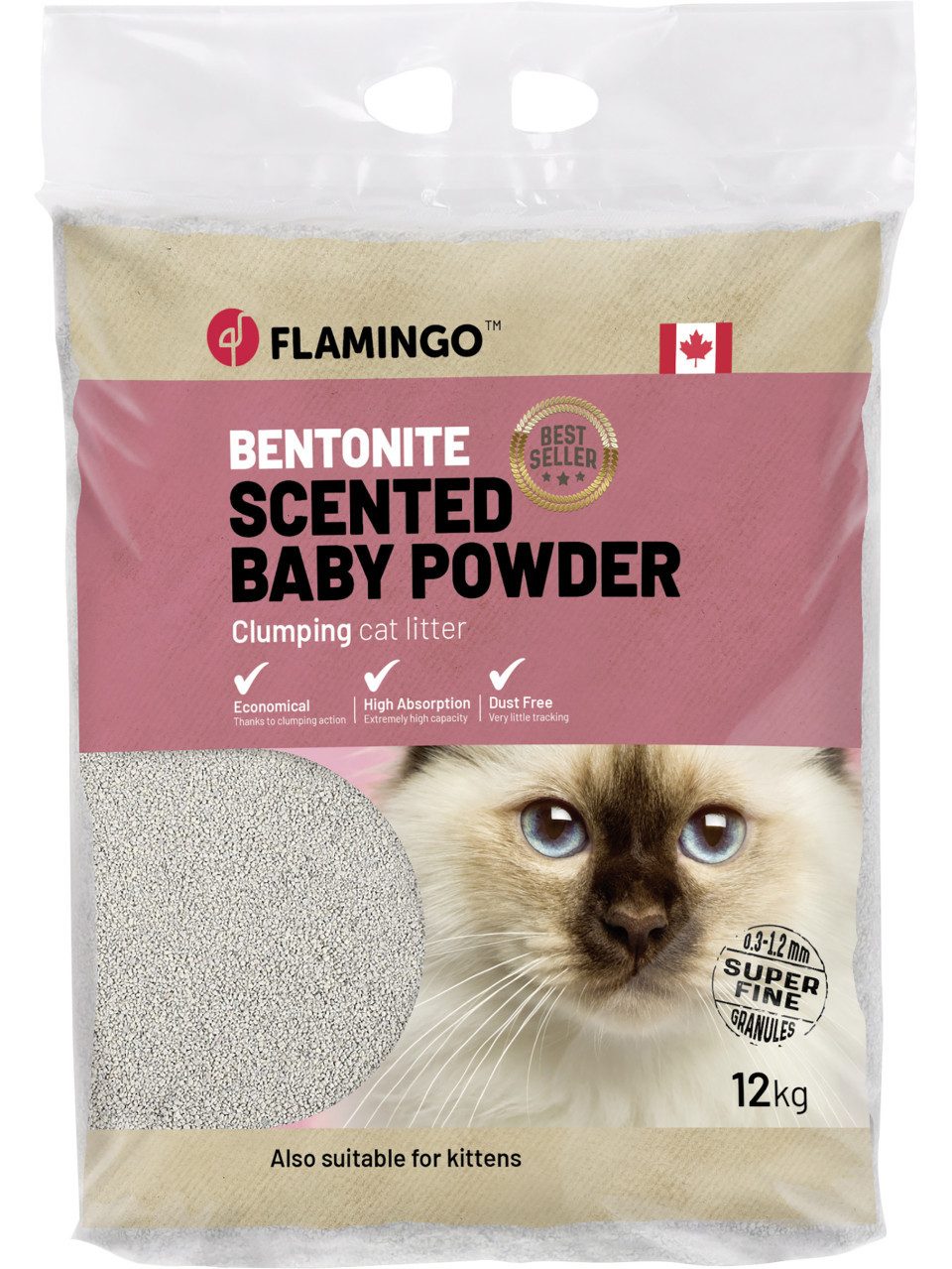 Katzenstreu Flamingo Katzenstreu Bentonit Babypuderduft 12 kg