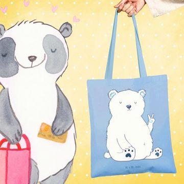 Mr. & Mrs. Panda Tragetasche Eisbär Faul - Sky Blue - Geschenk, Beutel, Einkaufstasche, Nordpol, S (1-tlg), Lange Tragegriffe