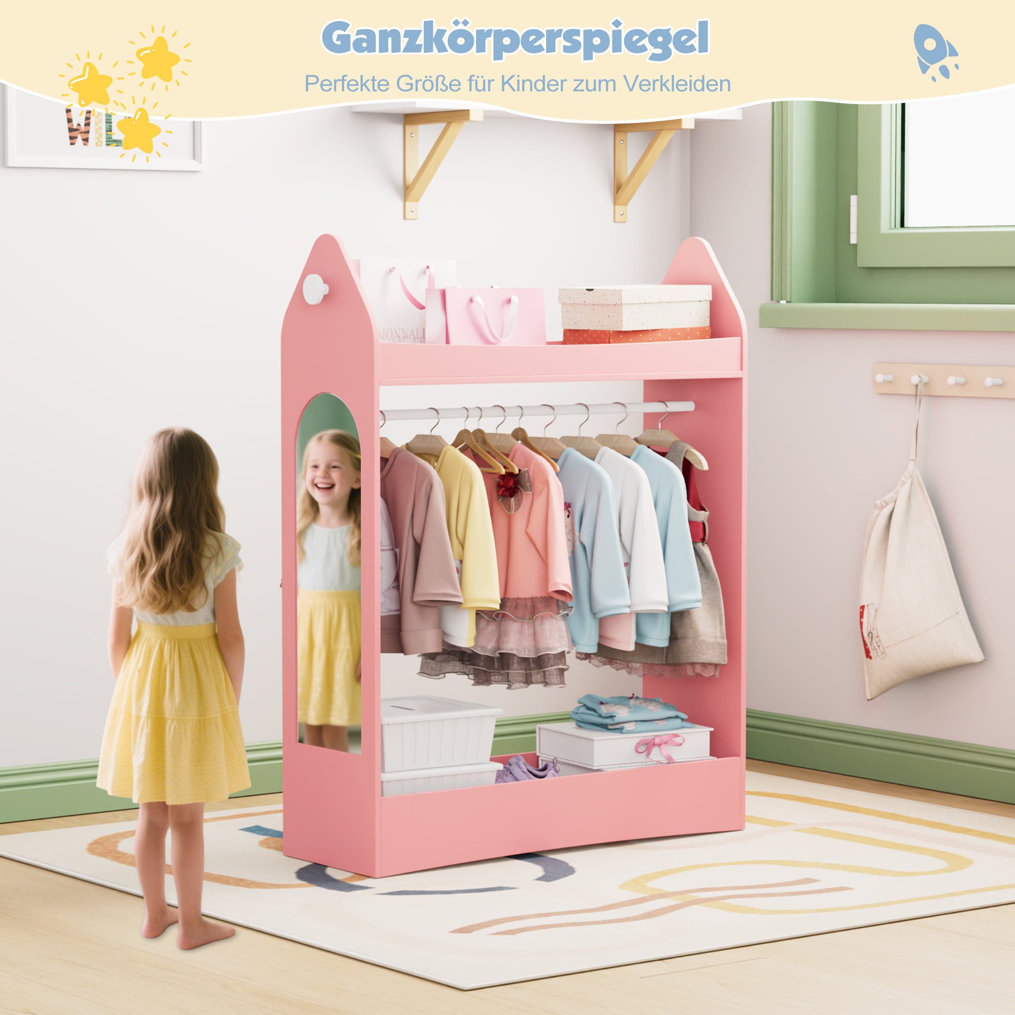 radelldar Kinderkleiderschrank Kleiderständer mit Kleiderstange (1-St) günstig online kaufen