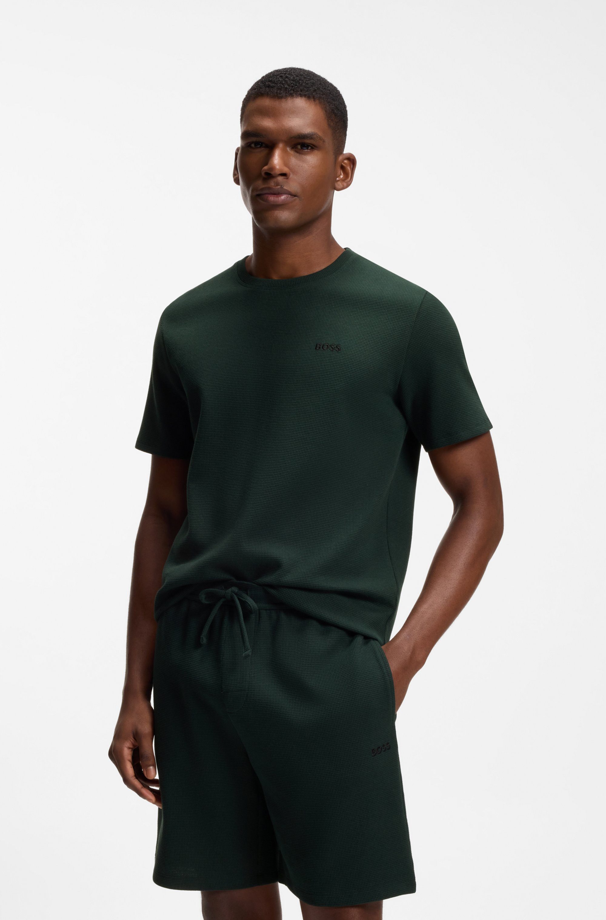 BOSS Pyjamaoberteil Waffle T-Shirt