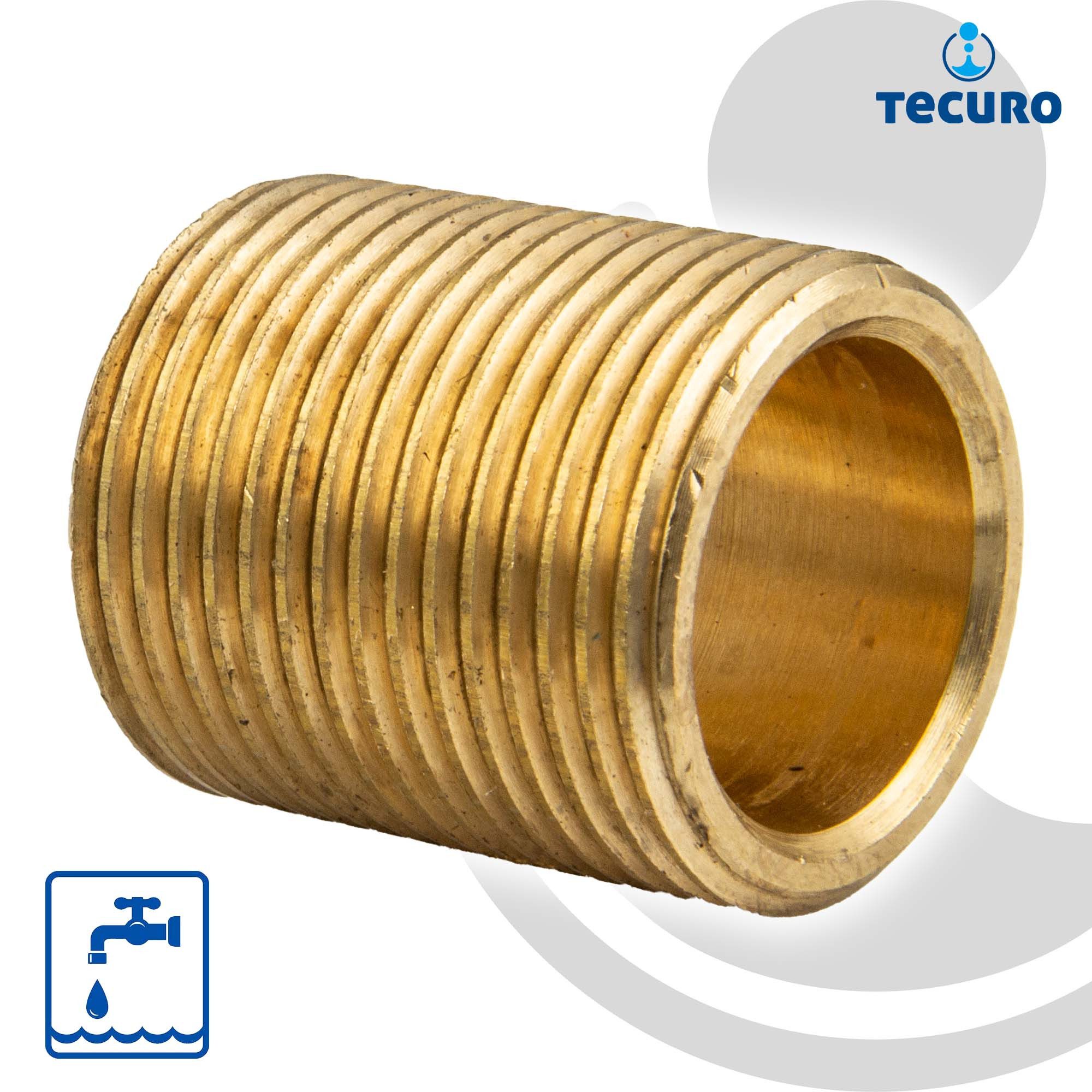 Mega Group Gewindefitting Mega Rohrnippel Gewindenippel, durchgehendes Gewinde Typ 531 Messing, 1/4 Zoll