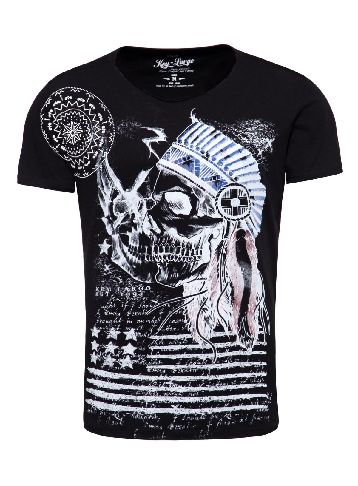 T-Shirt T-Shirt Indian Skull Totenkopf Print Motiv vintage Look MT00168