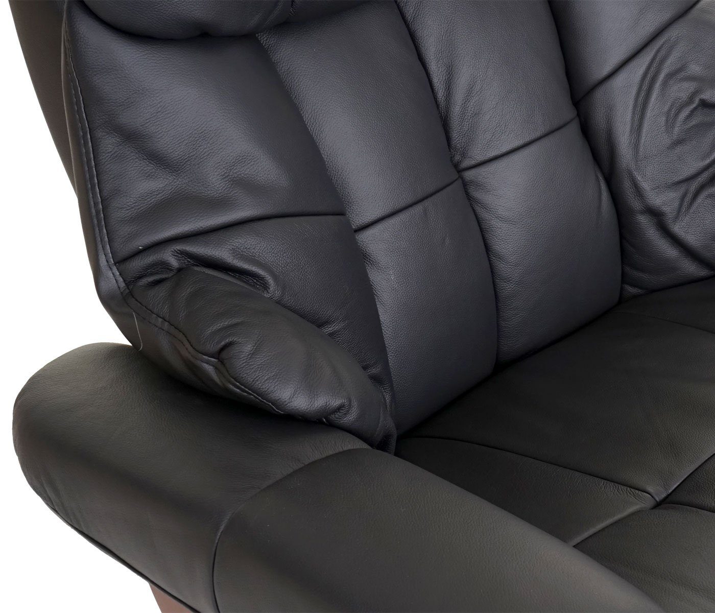 mit Walnuss-Optik Relaxsessel furniture schwarz, gepolstertem Polsterung, inklusive Fußhocker Staufach Windsor MCA Extradicke XXL,