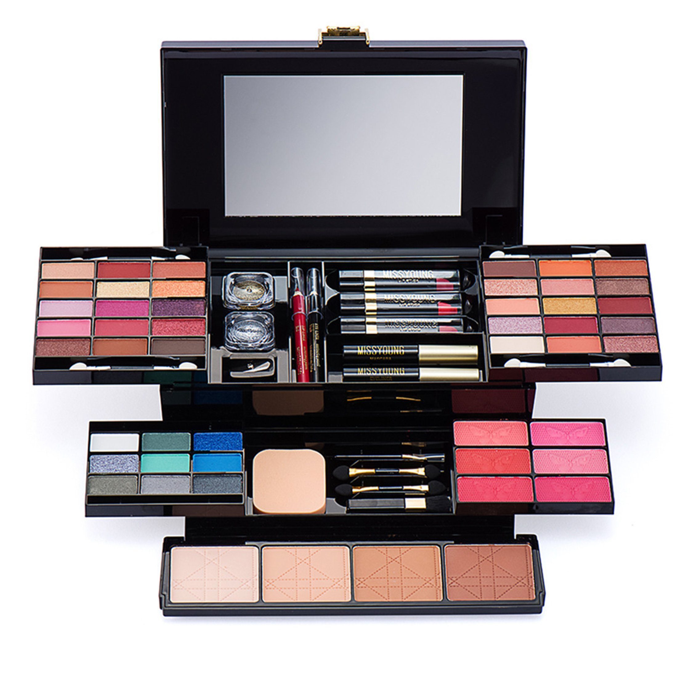 KINSI Schmink-Set Make-up-Koffer mit Lippenstift,Lidschatten & Blush,Komplett Set, für tägliches Make-up & Profi-Schminken