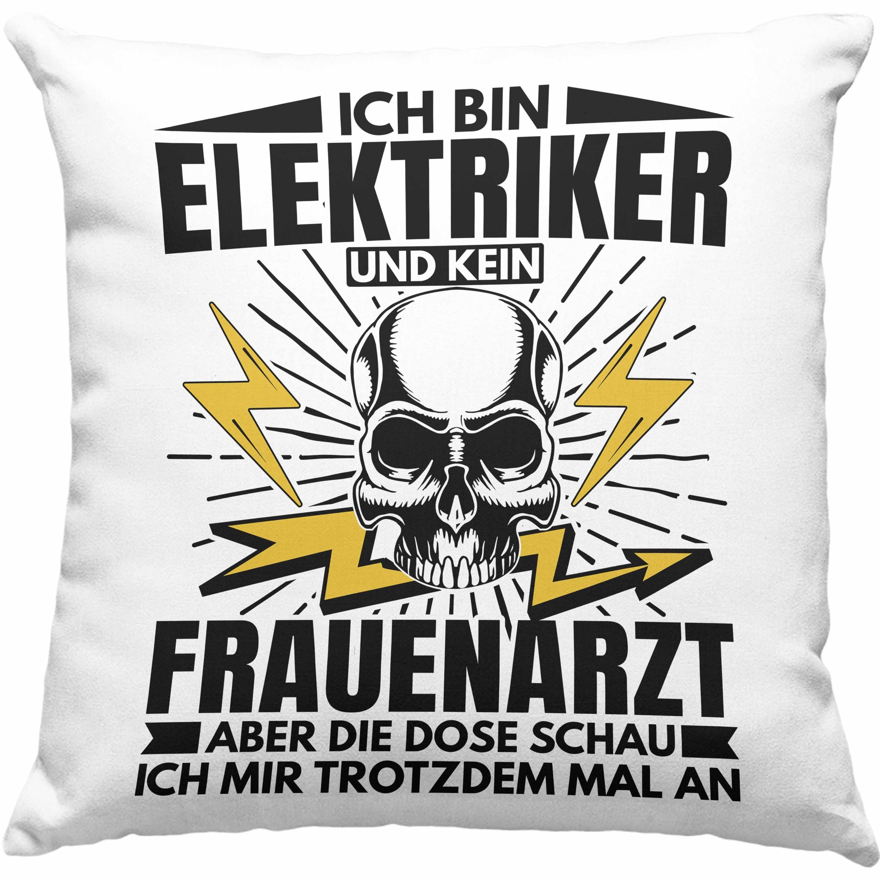 Trendation Dekokissen Trendation - Elektriker Kissen Geschenk Elektromeister Lustiger Spruch Männer Geschenkidee Ich Bin Elektriker Kein Frauenarzt Dekokissen mit Füllung 40x40 Grau