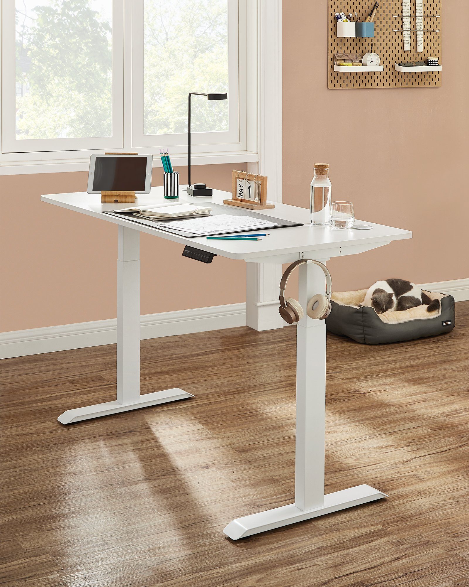 Tischgestell weiß elektrisch höhenverstellbar SONGMICS | Computertisch Schreibtisch, weiß