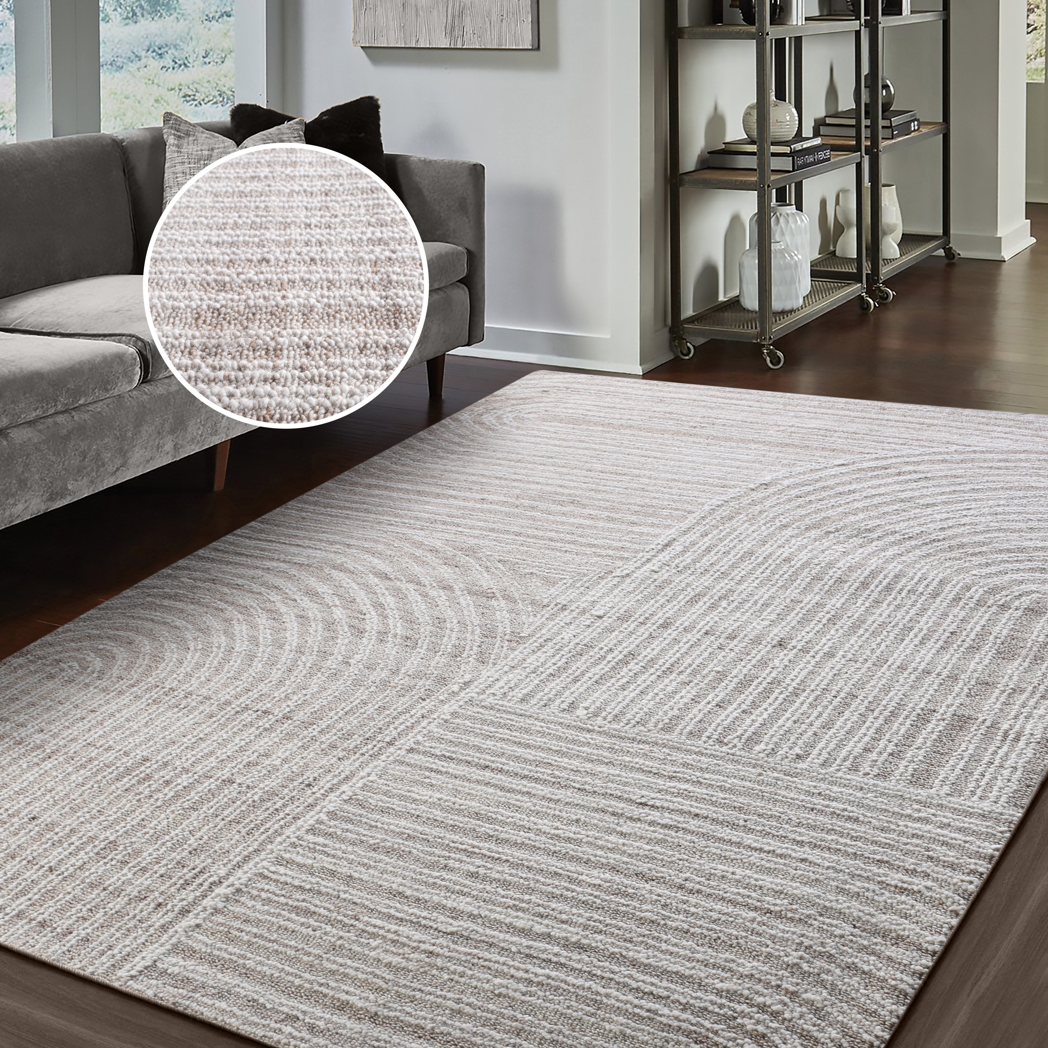 my home Wollteppich Brevik, handgefertigt, Wolle, Hoch-Tief-Struktur, recht günstig online kaufen