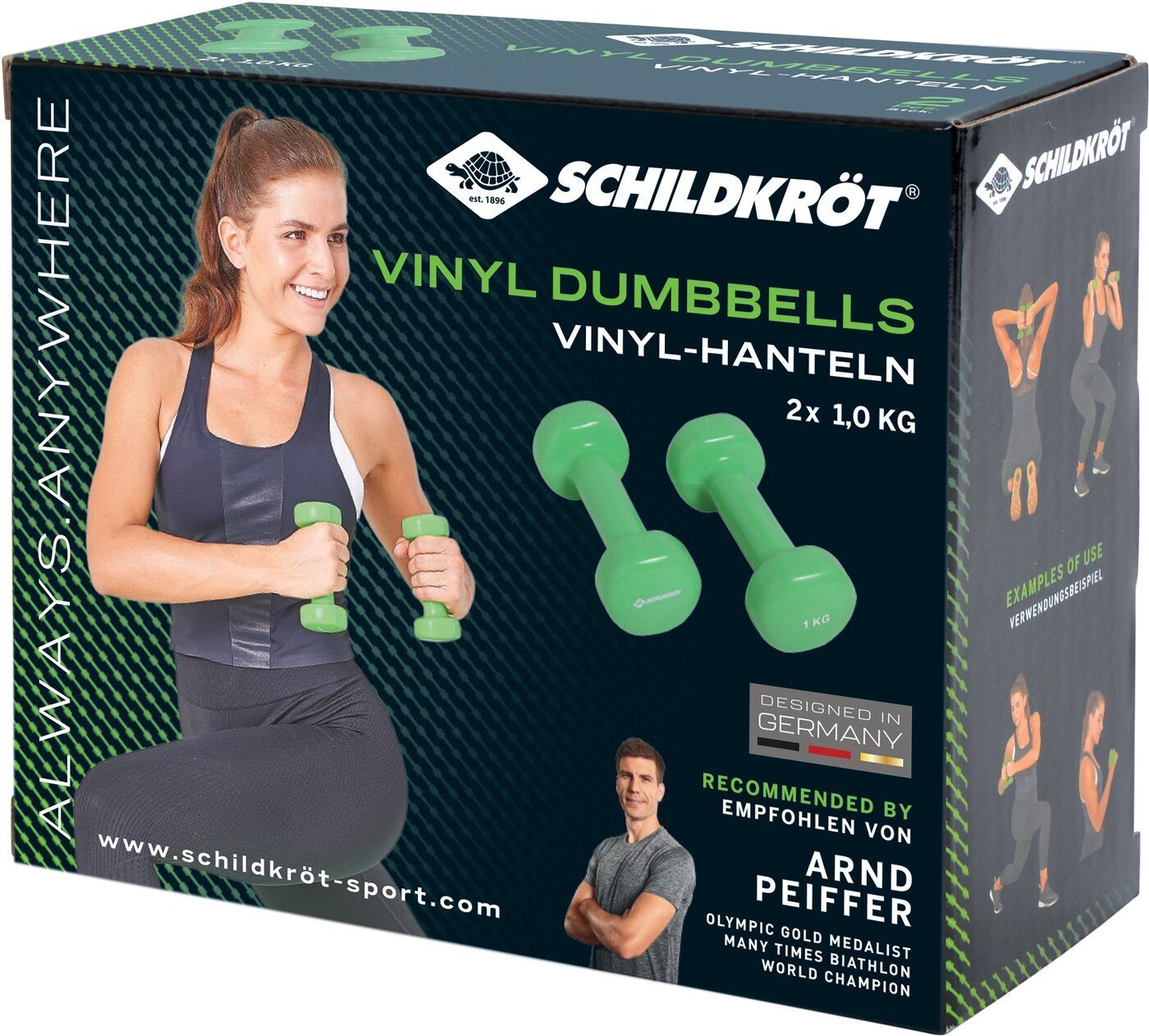 Schildkröt-Fitness 1,0kg VINYL HANTEL (green) Hantel Set, 2x