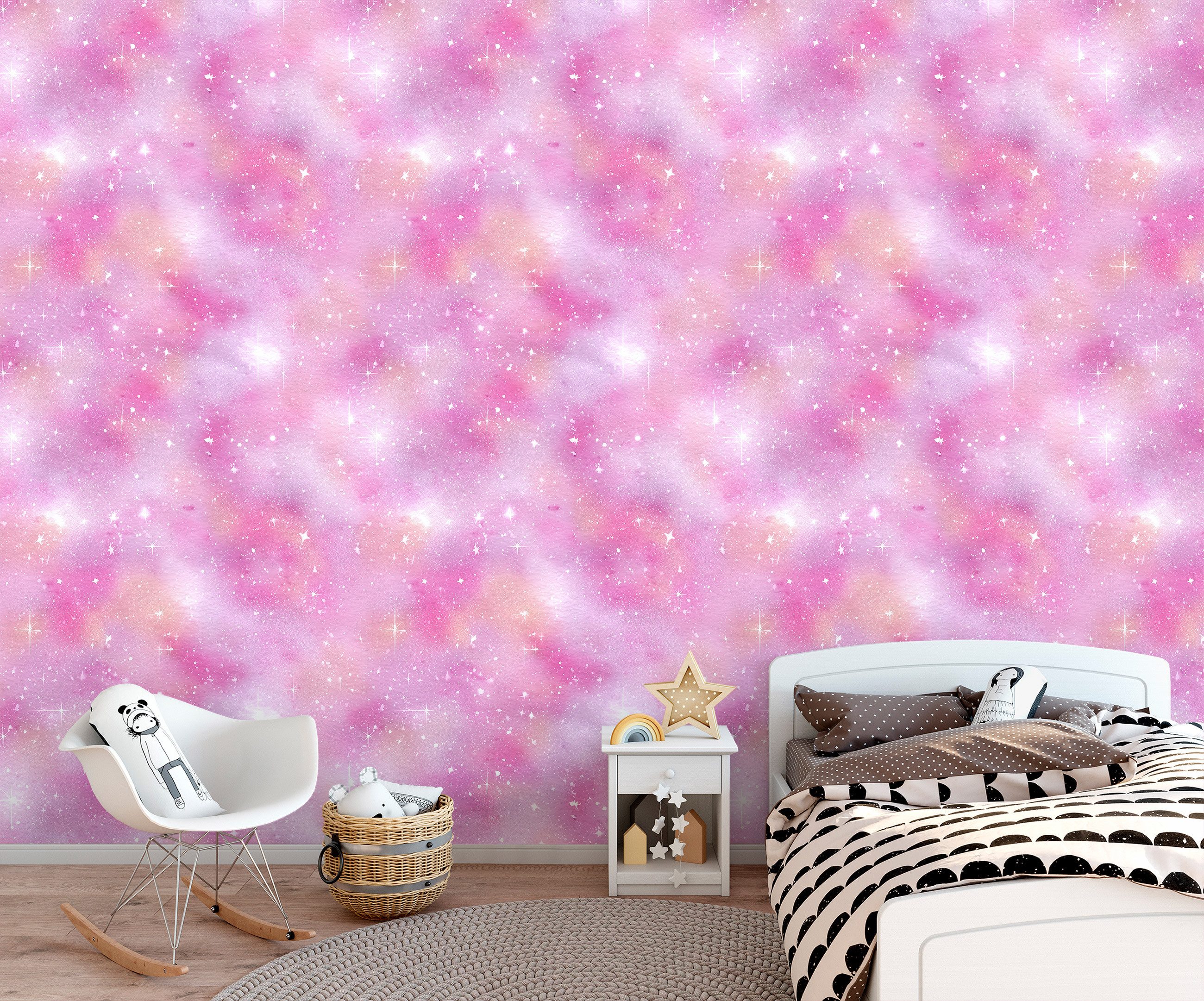 Wallarena Vliestapete Kinderzimmer Rosa Glitzer Wohnzimmer günstig online kaufen