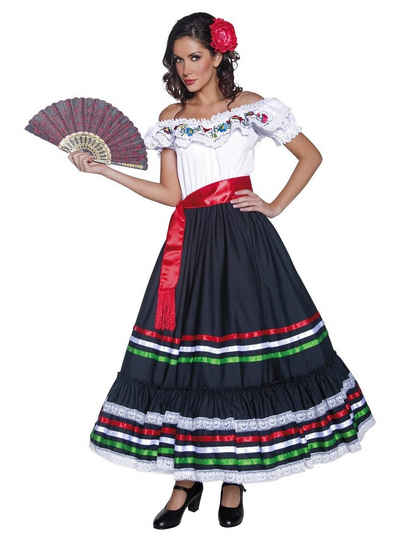 Smiffys Kostüm Mexikanische Senorita Kostüm, Traditionell angelehntes Kleid für TexMex-Western oder den Dia de Mue