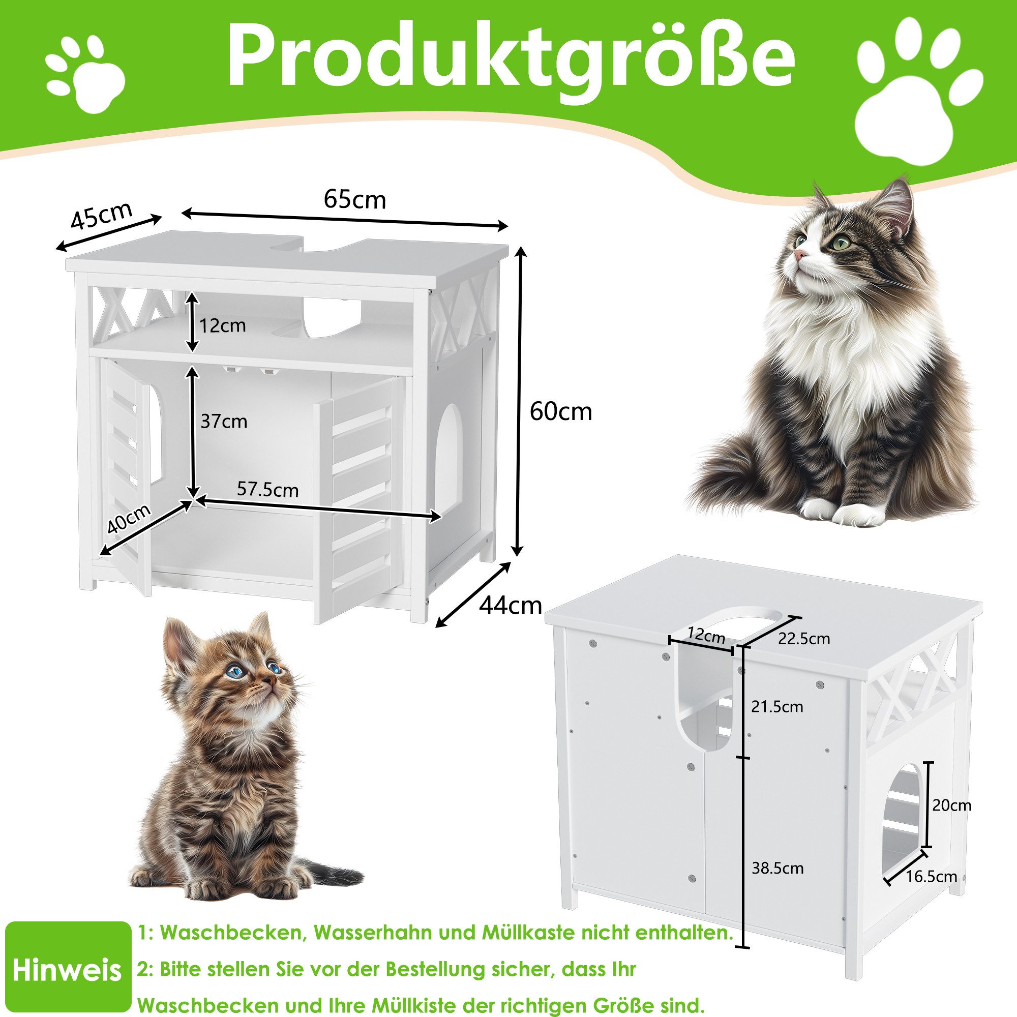 TWSOUL Waschbeckenunterschrank Unterschrank Katzentoilette Badschrank mit 2 günstig online kaufen