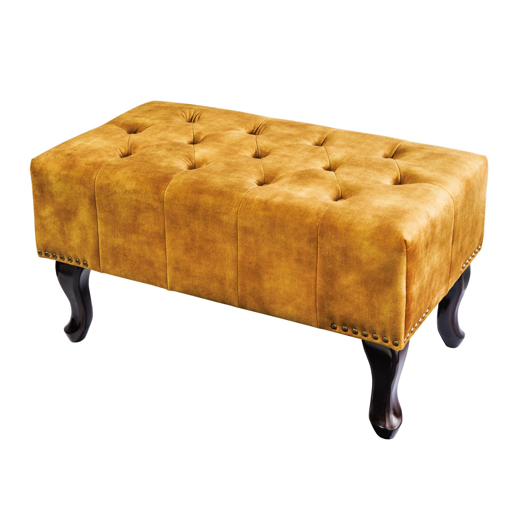 riess-ambiente Fußhocker CHESTERFIELD 80cm senfgelb / dunkelbraun (Einzelar günstig online kaufen